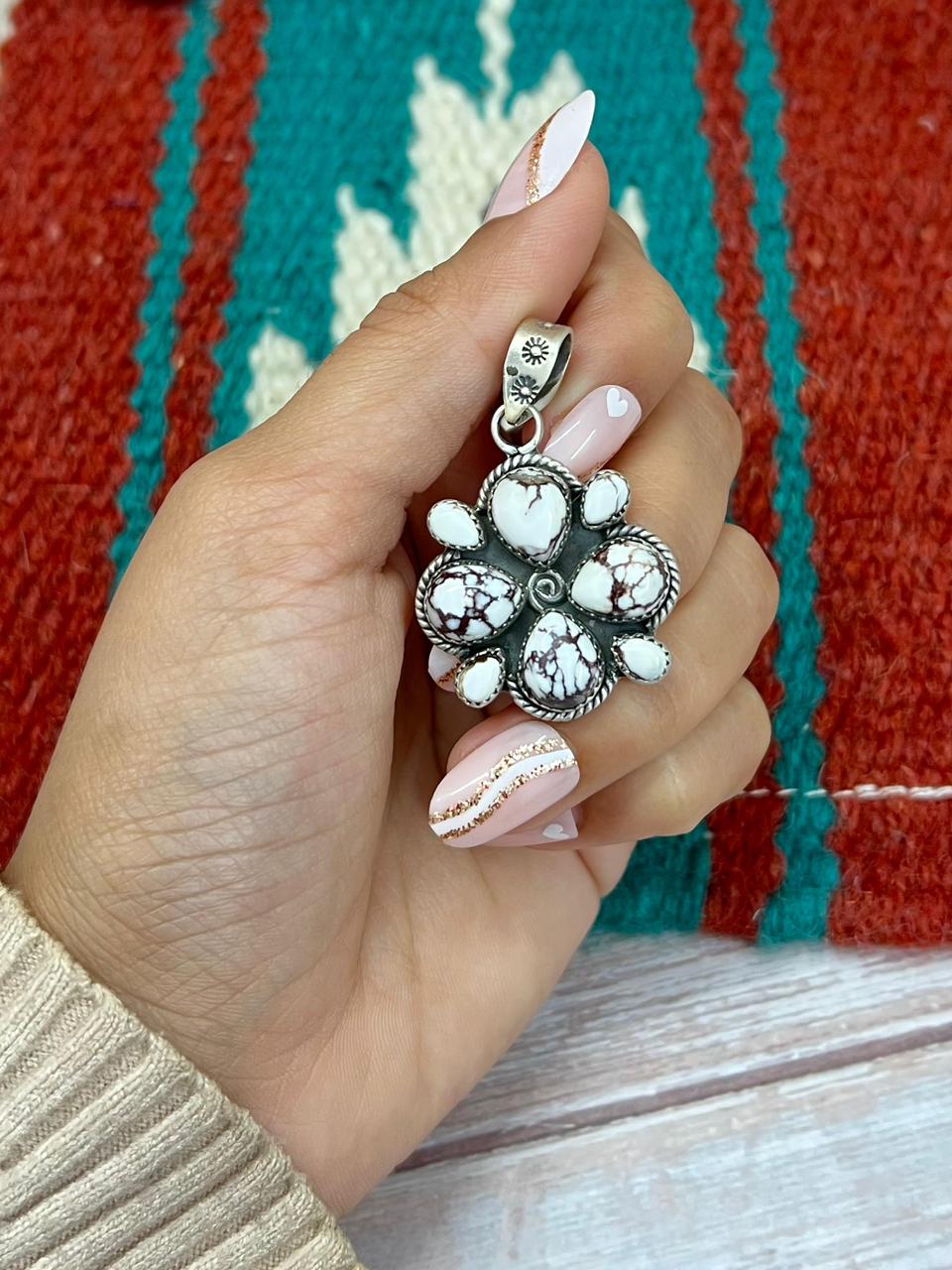 Handmade Sterling Silver Wildhorse Magnesite Pendant "Signed Nizhoni"