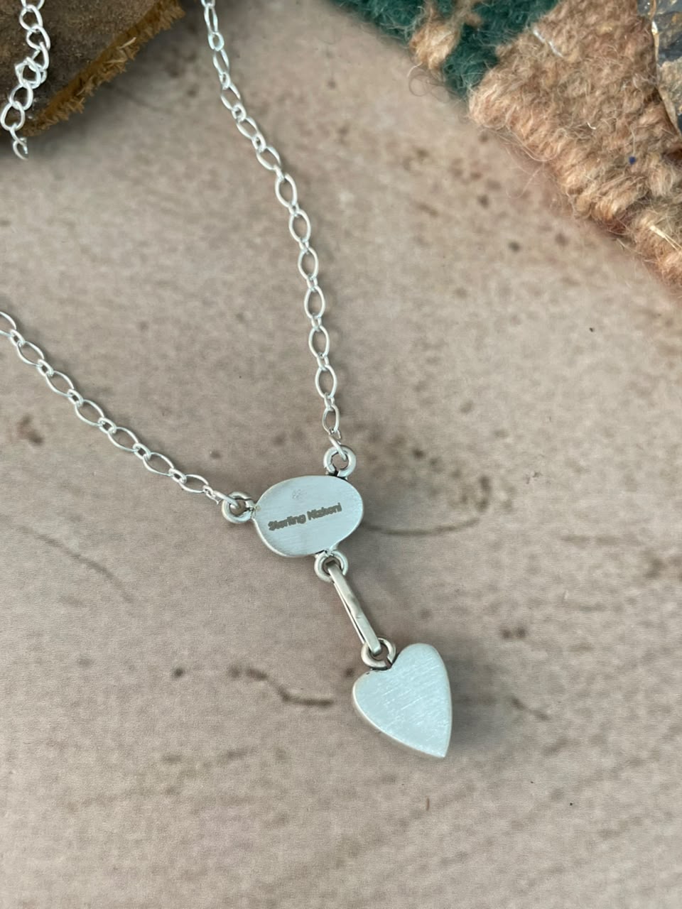 Handmade Sterling Silver Pilot Mountain Turquoise Necklace Signed Nizhoni