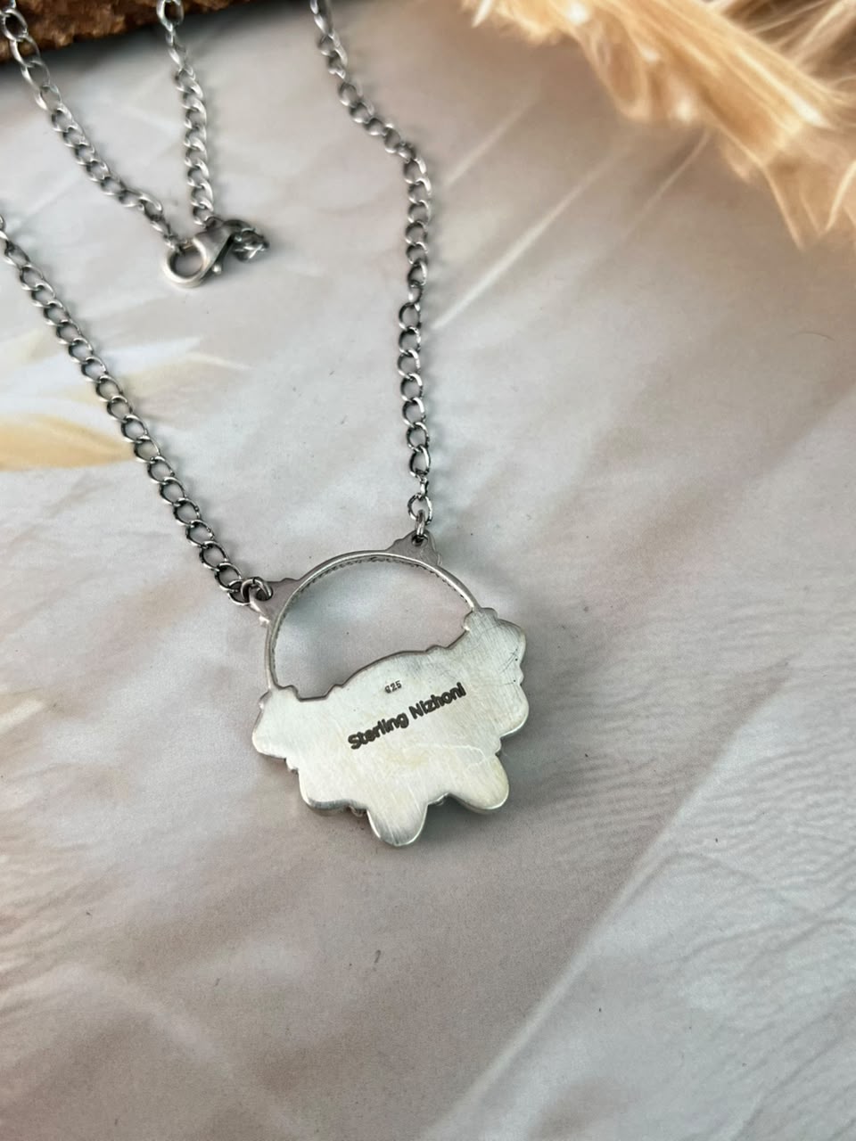 Handmade Sterling Silver Christmas Dahlia Collection: Necklace Signed Nizhoni