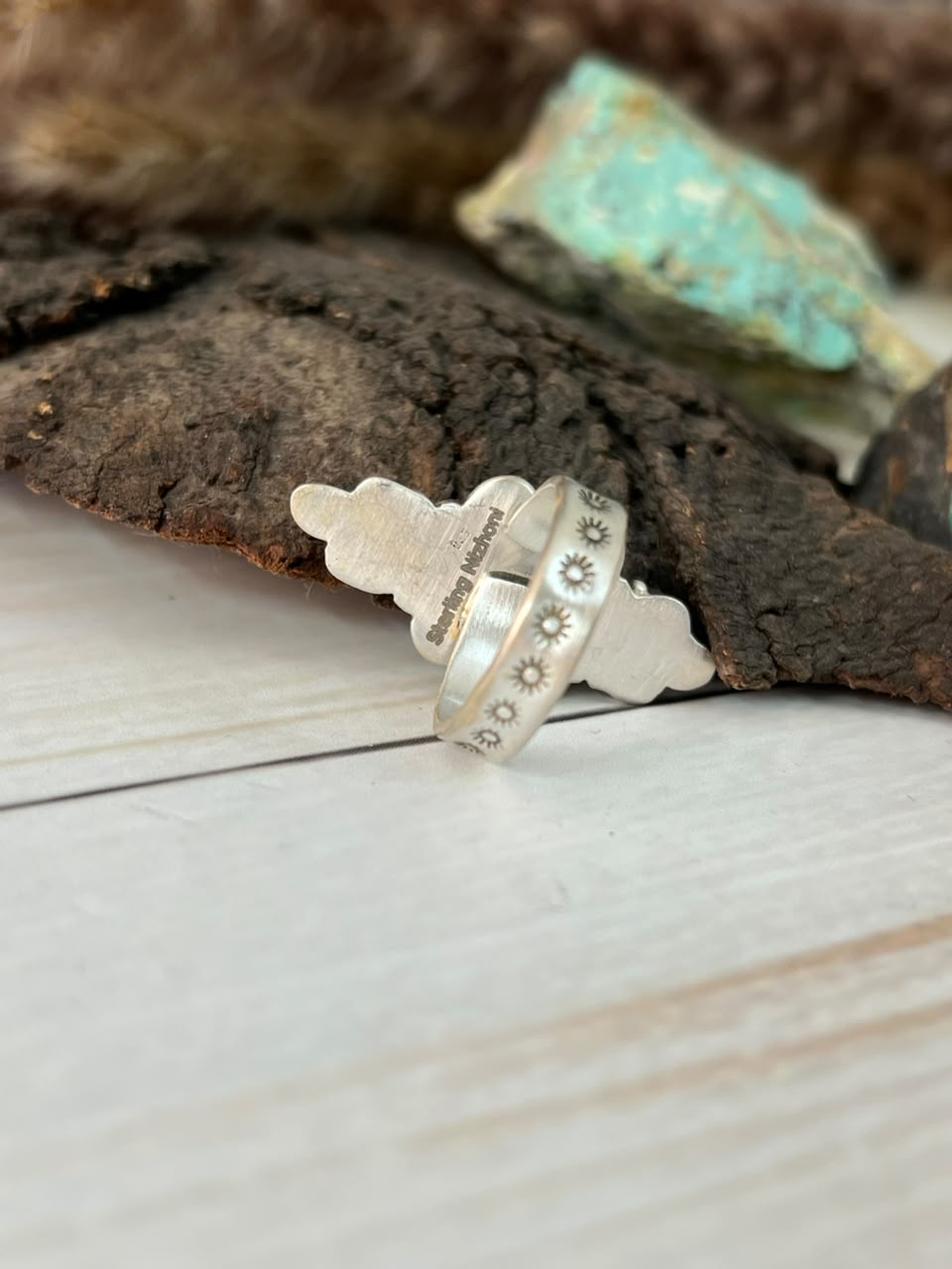 Handmade Sterling Silver Kingman Turquoise Adjustable Ring Signed Nizhoni