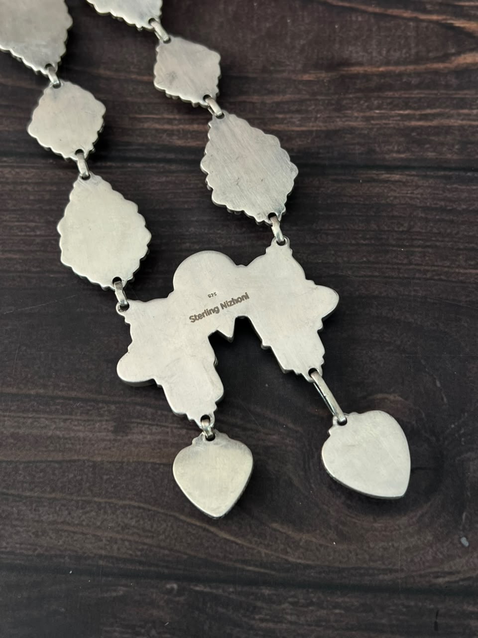Handmade Sterling Silver Blackjack Turquoise Collection: Necklace Signed Nizhoni