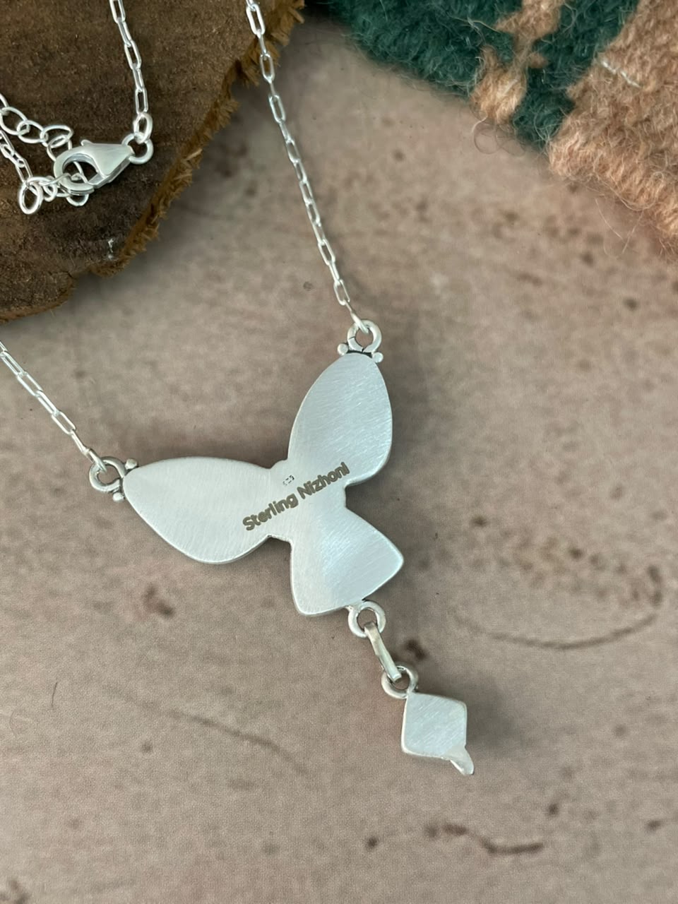 Handmade Sterling Silver Hardy Pit Collection: Necklace Signed Nizhoni