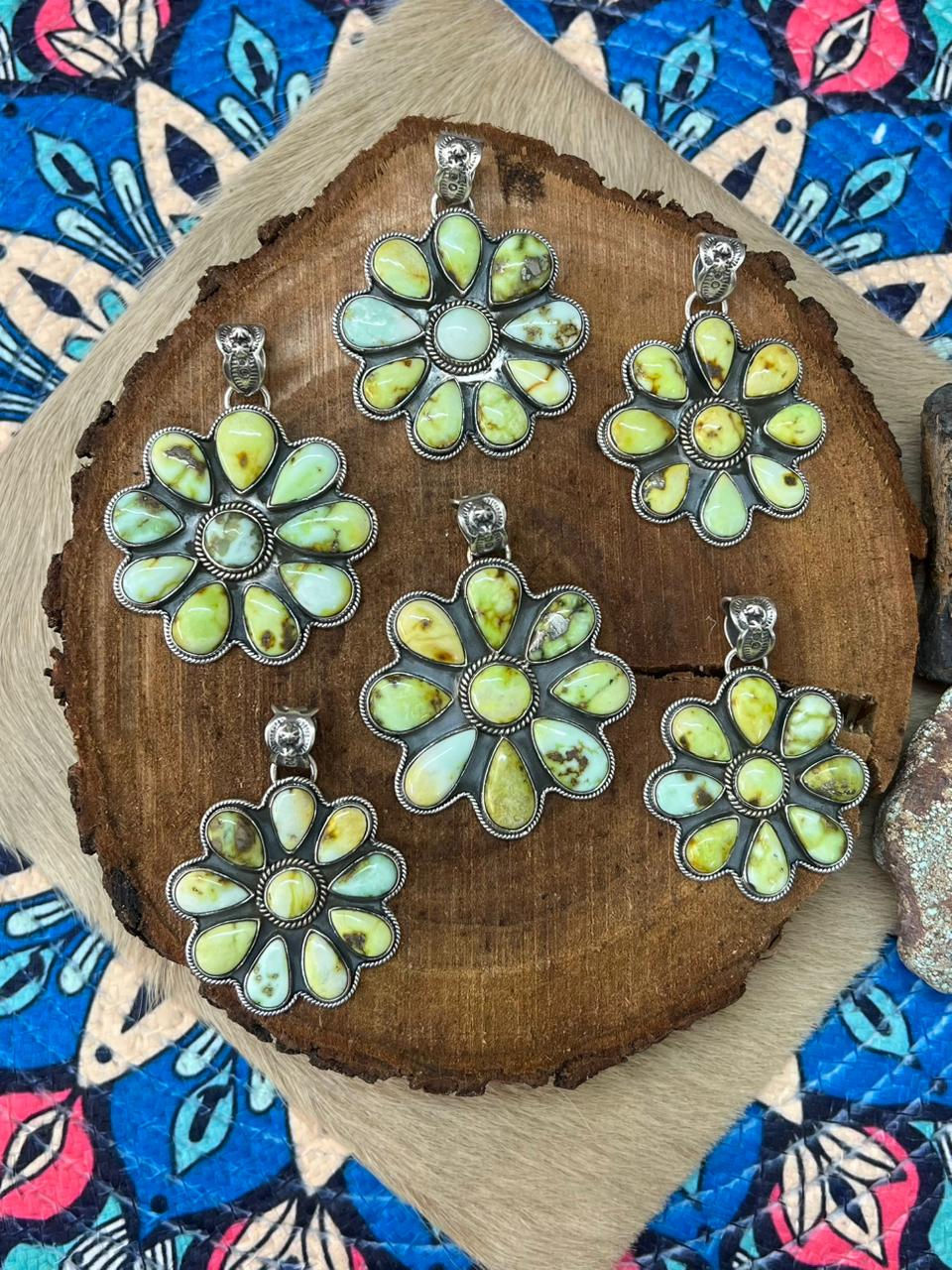 Handmade Sterling Silver Palomino Turquoise Pendant "Signed Nizhoni"