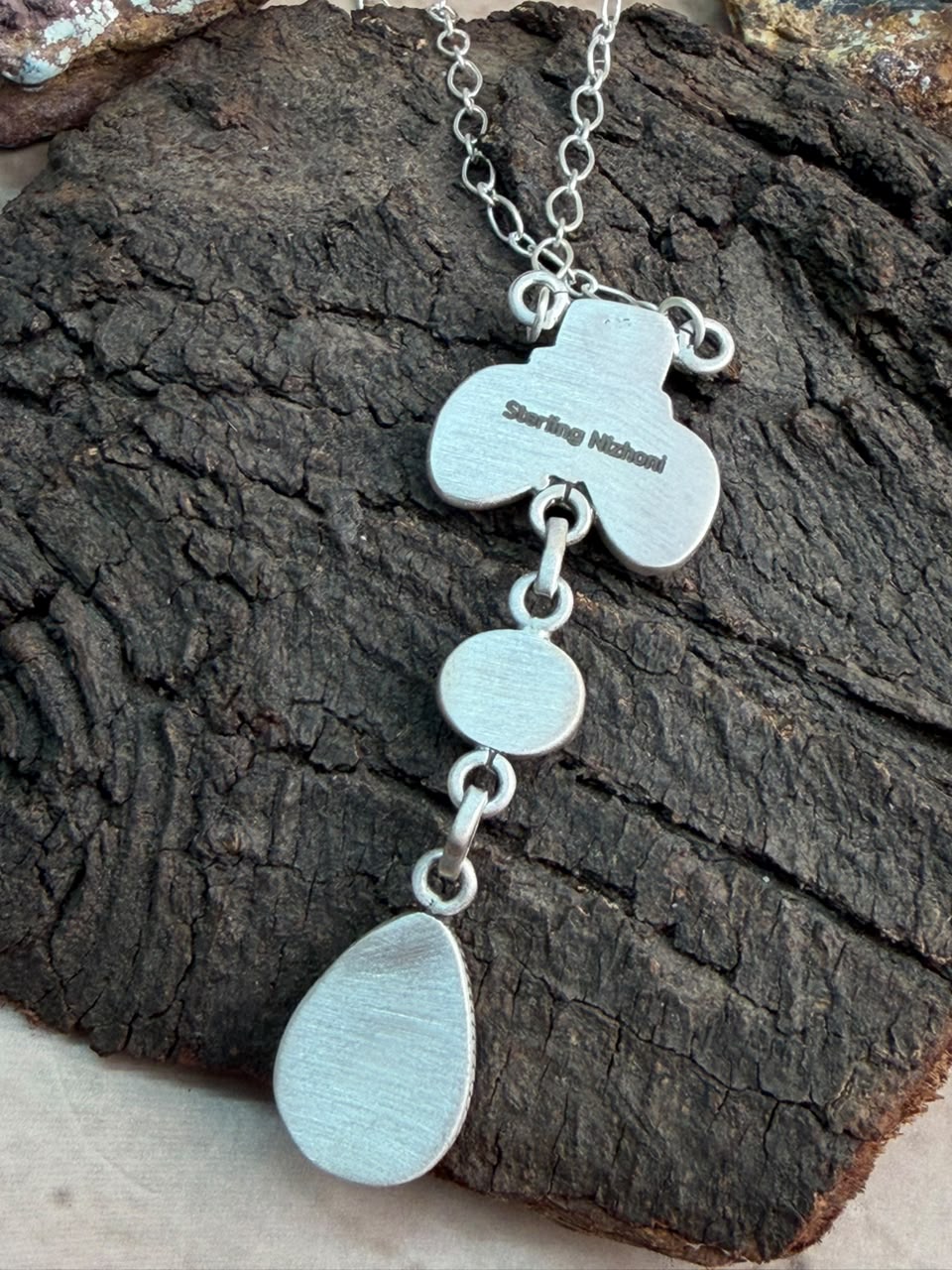 Handmade Sterling Silver Ithaca Peak Turquoise Necklace Signed Nizhoni