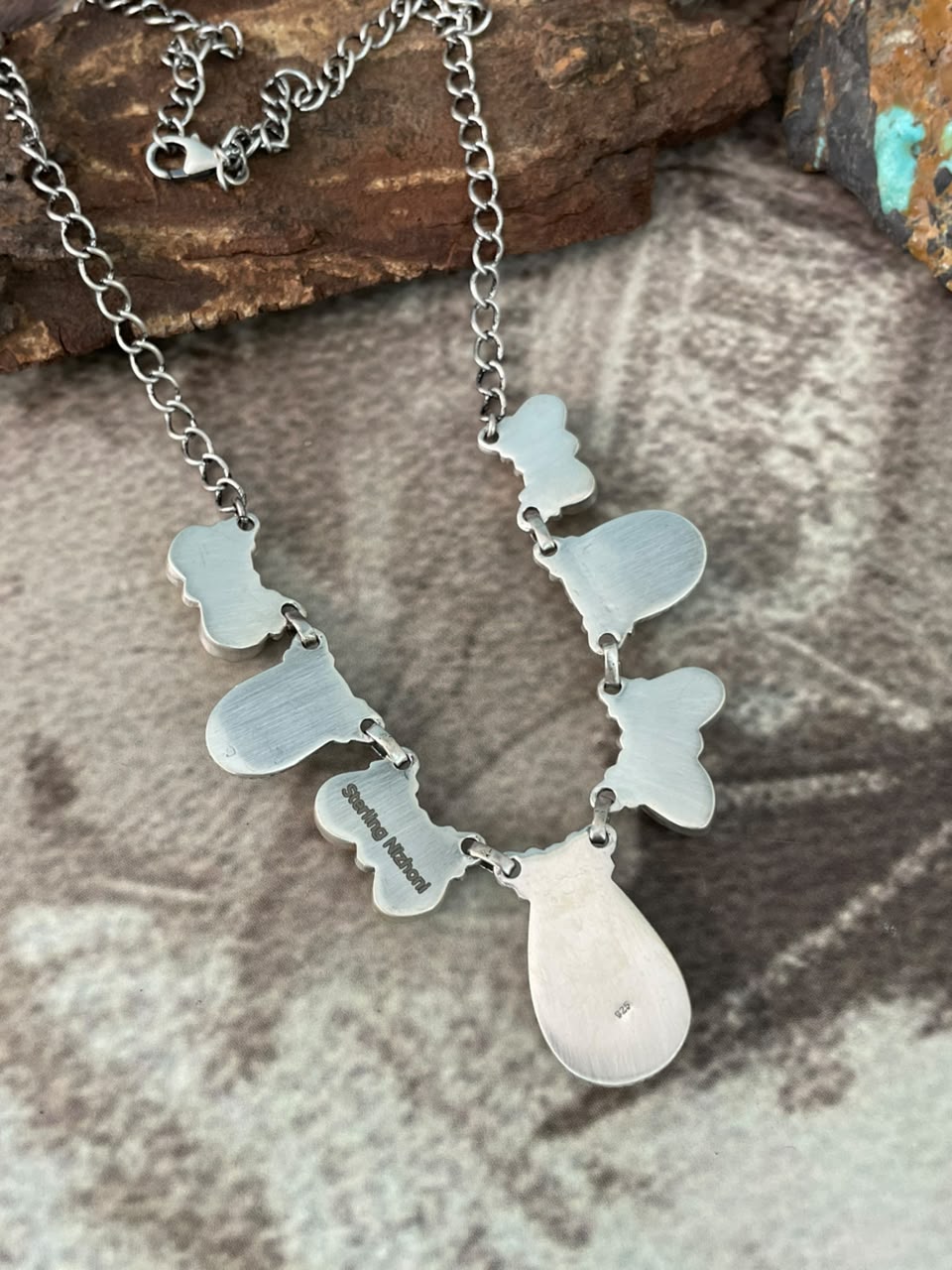 Handmade Sterling Silver Palomino with Golden Hills Turquoise Necklace Signed Nizhoni