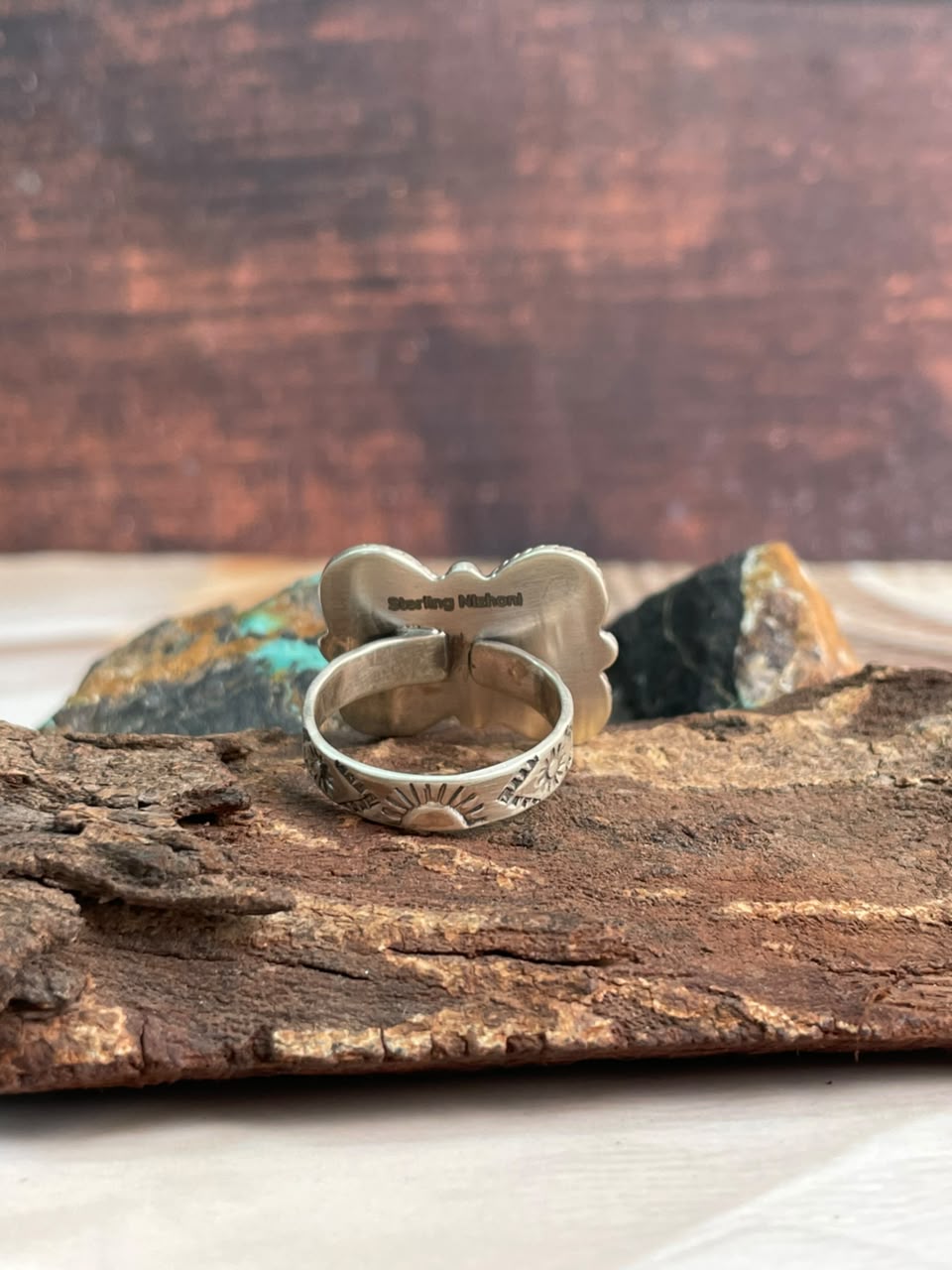 Handmade Sterling Silver Christmas Dahlia Collection: Adjustable Butterfly Ring Signed Nizhoni