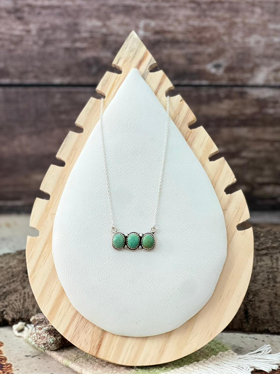 Handmade Sterling Silver Old Stock Royston Turquoise Necklace "Signed Nizhoni"