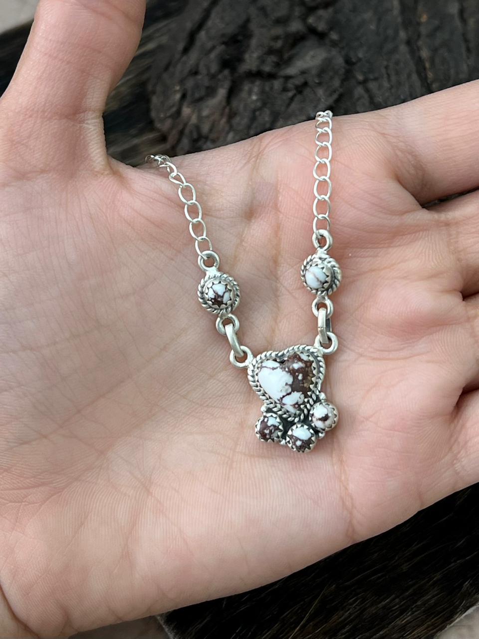 Handmade Sterling Silver Wildhorse Magnesite Necklace "Signed Nizhoni"