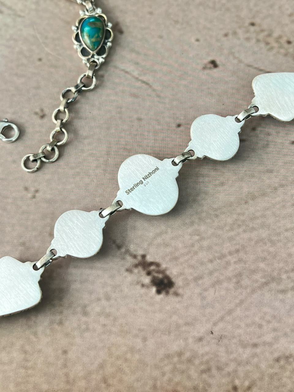 Handmade Sterling Silver Hardy Pit Collection: Chain Bracelet Signed Nizhoni