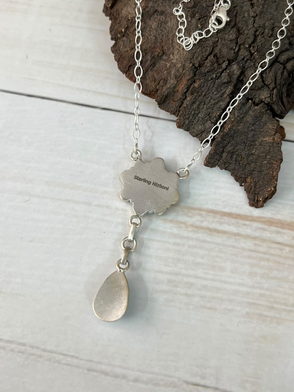 Handmade Sterling Silver Golden Hills with Palomino Turquoise Necklace Signed Nizhoni