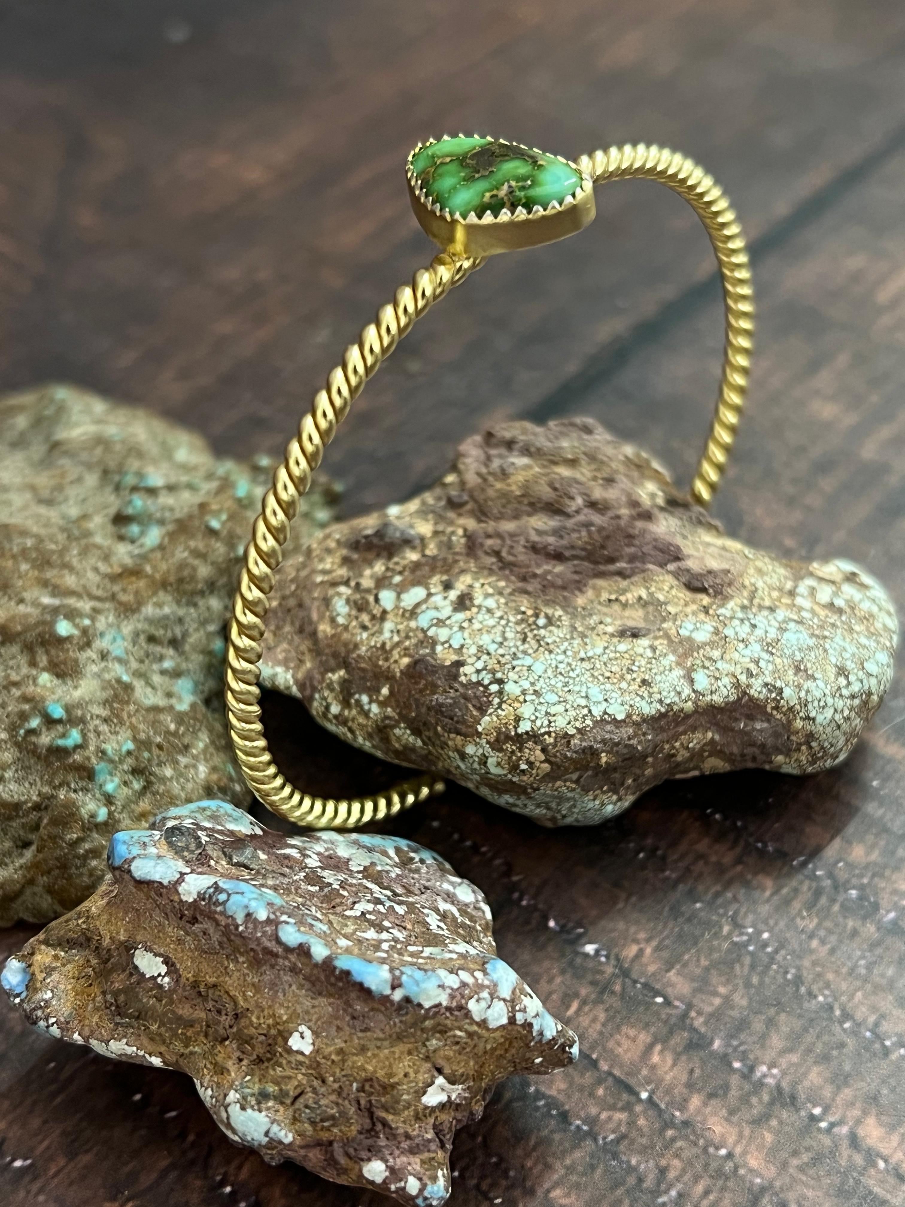 “The Golden Collection” Handmade Gold Plated Sterling Silver Natural Sonoran Mountain Turquoise Bracelet