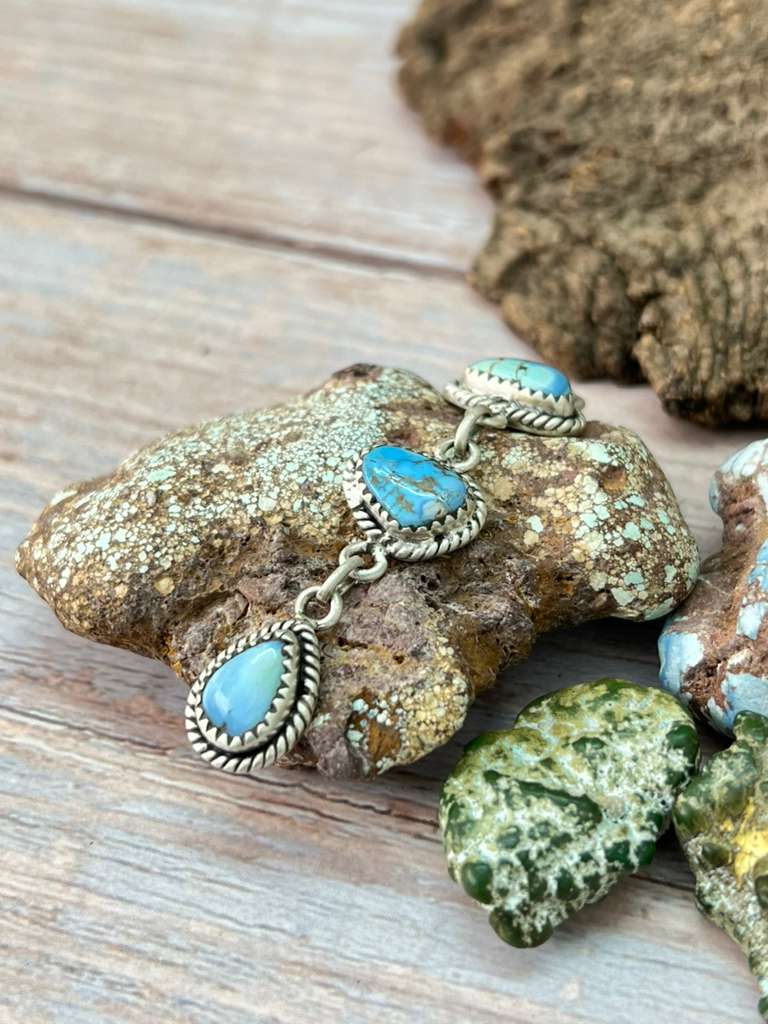 Handmade Sterling Silver Golden Hills Turquoise Pendant with Signed Nizhoni