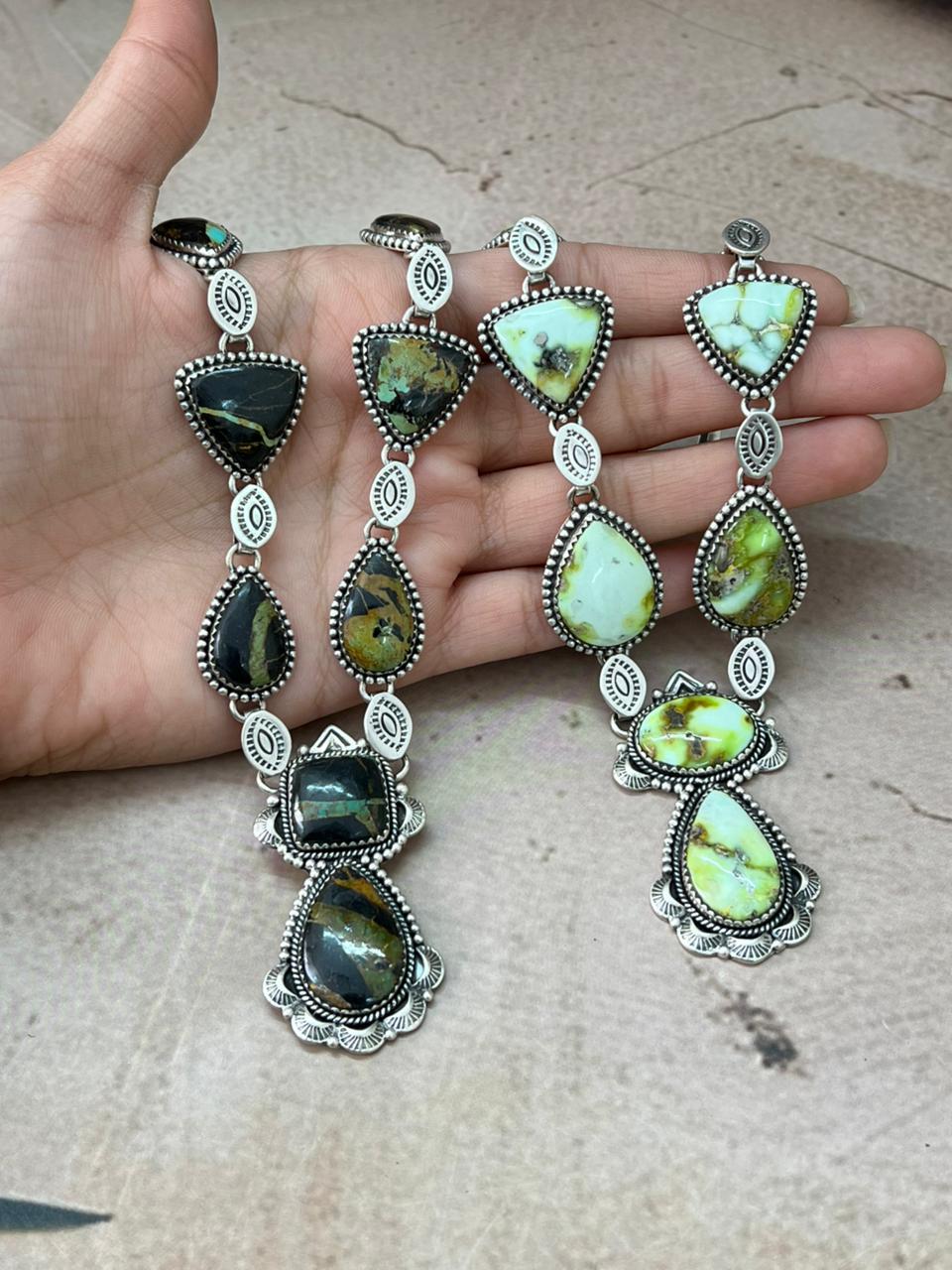 Handmade Sterling Silver Multi Stone Necklace "Signed Nizhoni"