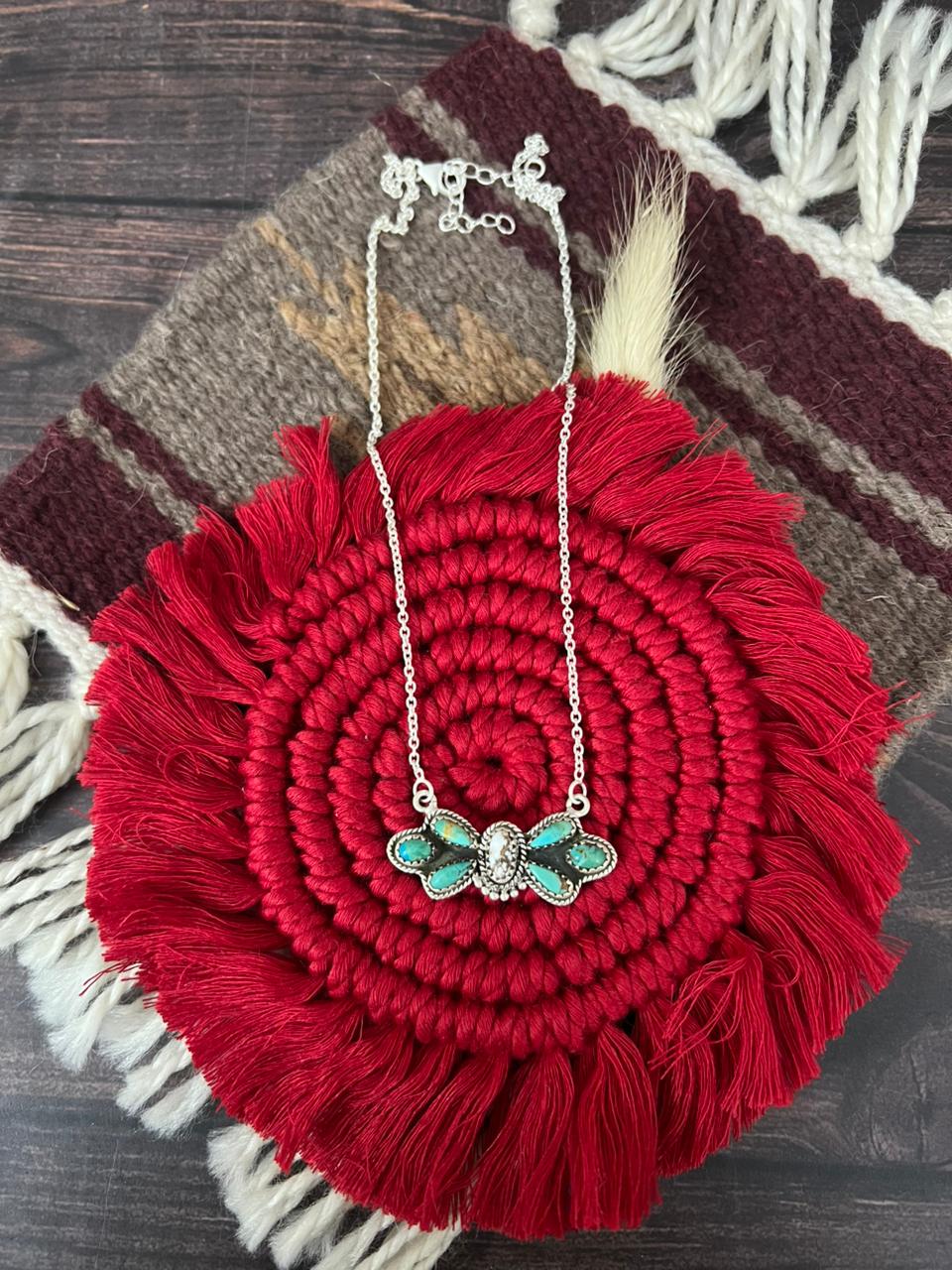 Handmade Sterling Silver Wildhorse Magnesite with Kingman Turquoise Necklace "Signed Nizhoni"