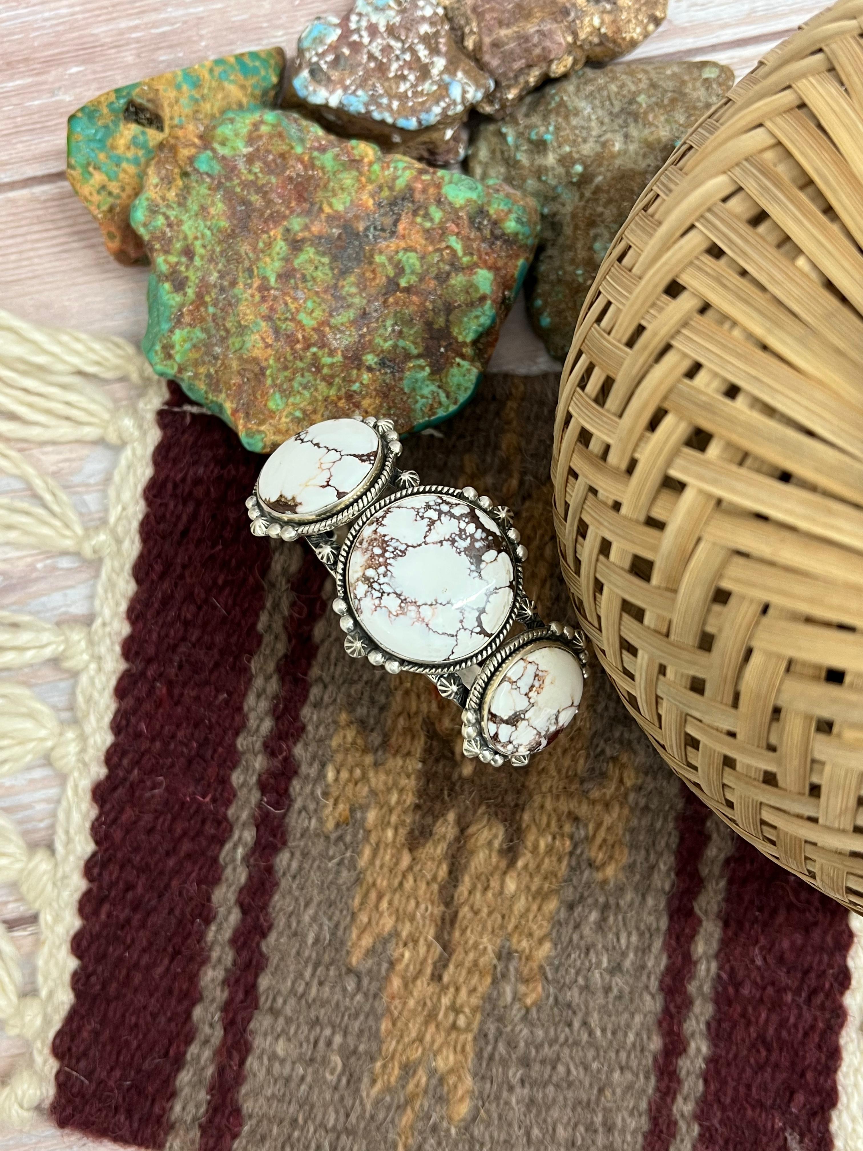 Handmade Sterling Silver Wild Horse Bracelet with Signed Nizhoni