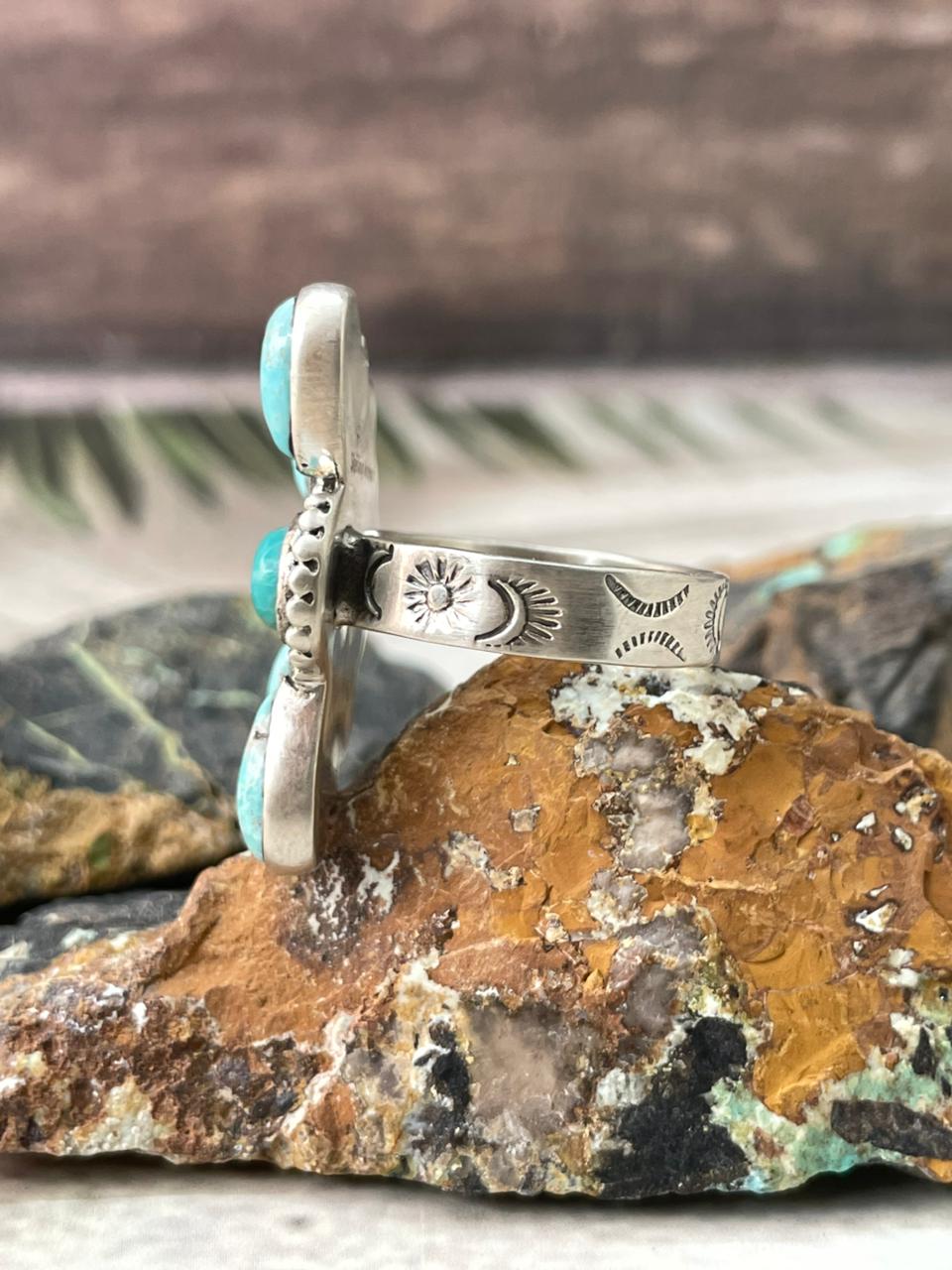 Handmade Sterling Silver White Water Adjustable Ring "Signed Nizhoni"