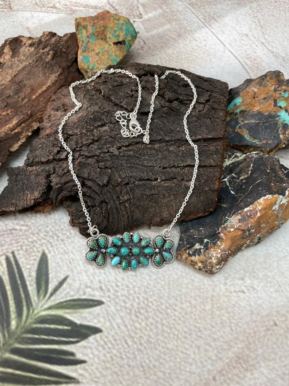 Handmade Sterling Silver Kingman Turquoise Necklace "Signed Nizhoni"