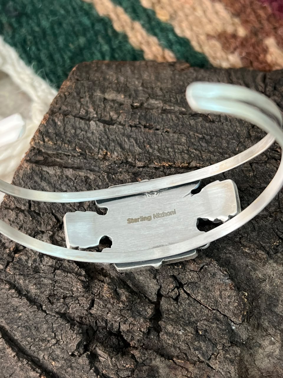 Handmade Sterling Silver Kingman Turquoise Cuff Bracelet Signed Nizhoni (4)