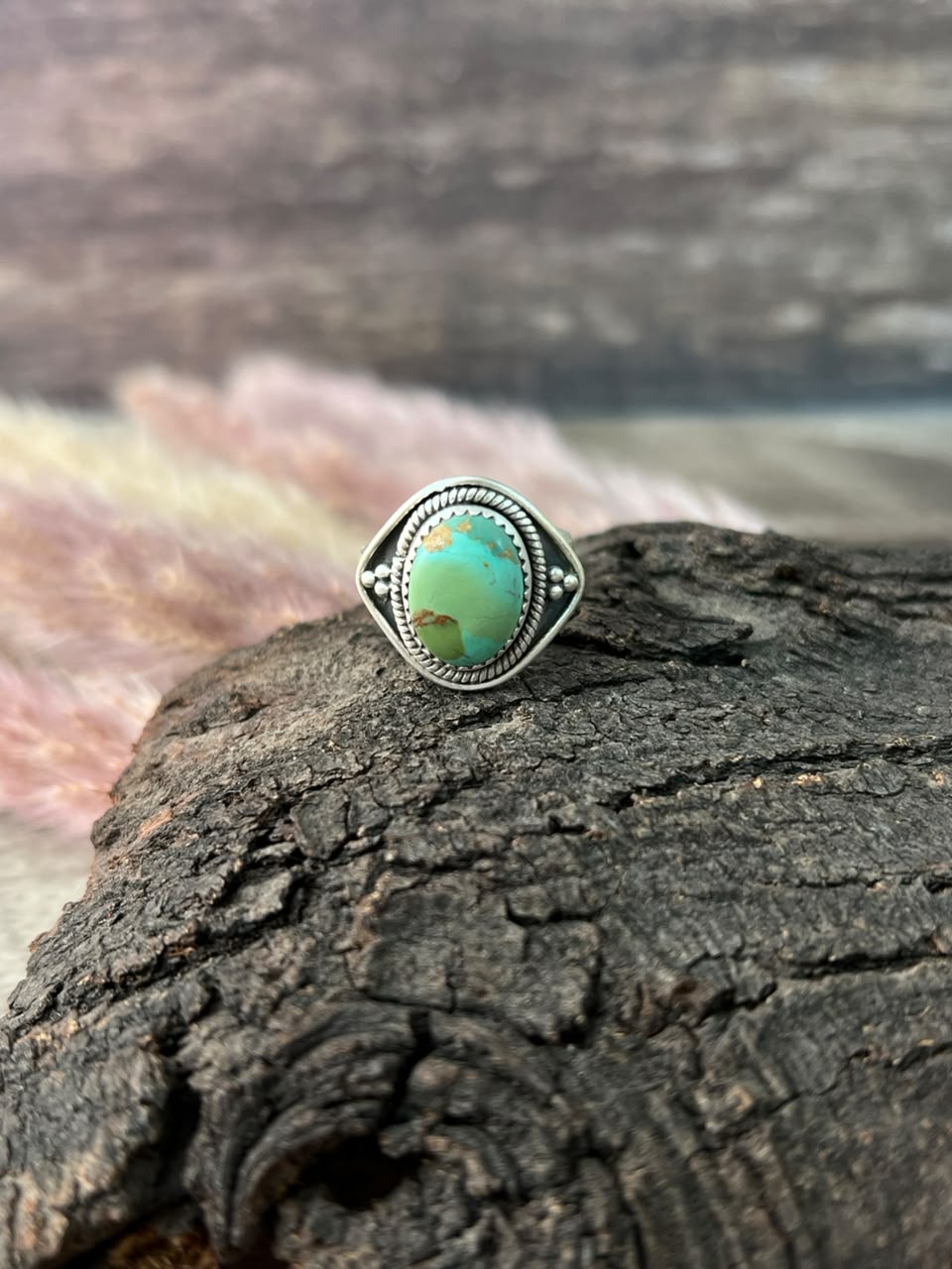 Handmade Sterling Silver Mantis Turquoise Adjustable Ring Signed Nizhoni