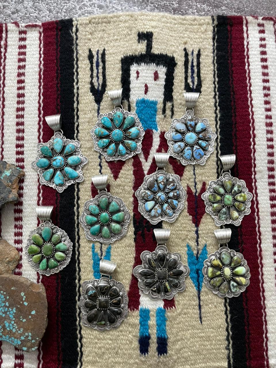 Handmade Sterling Silver Multi Stone Pendant "Signed Nizhoni"