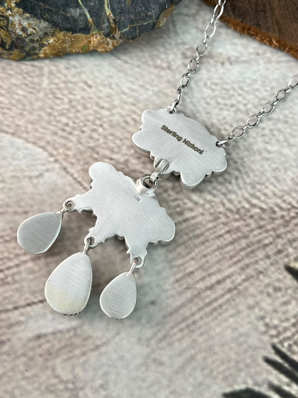 Handmade Sterling Silver Golden Hills with Palomino Turquoise Necklace Signed Nizhoni