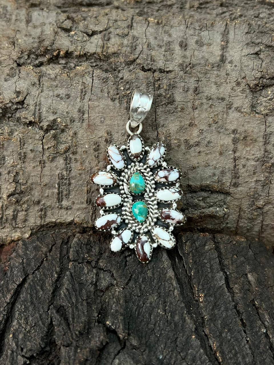 Handmade Sterling Silver Kingman with Wildhorse Pendant "Signed Nizhoni"