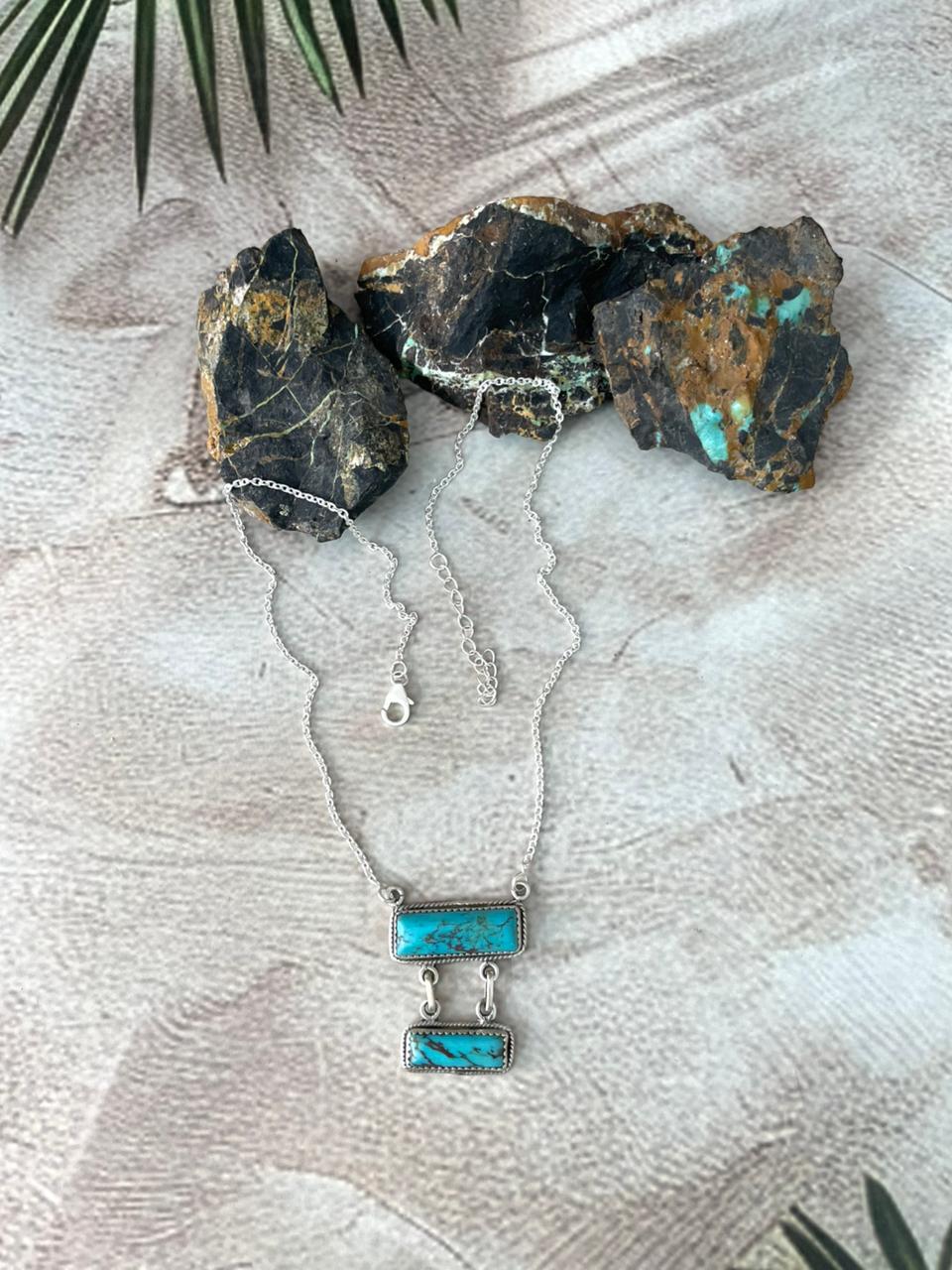 Handmade Sterling Silver Kingman Turquoise Necklace "Signed Nizhoni"