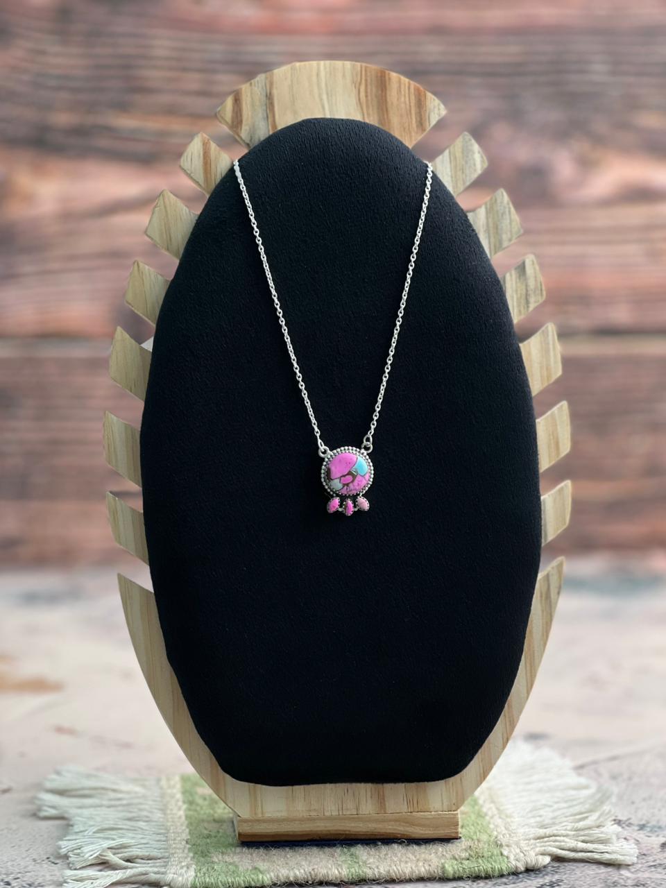 Handmade Sterling Silver Cotton Candy Necklace "Signed Nizhoni"