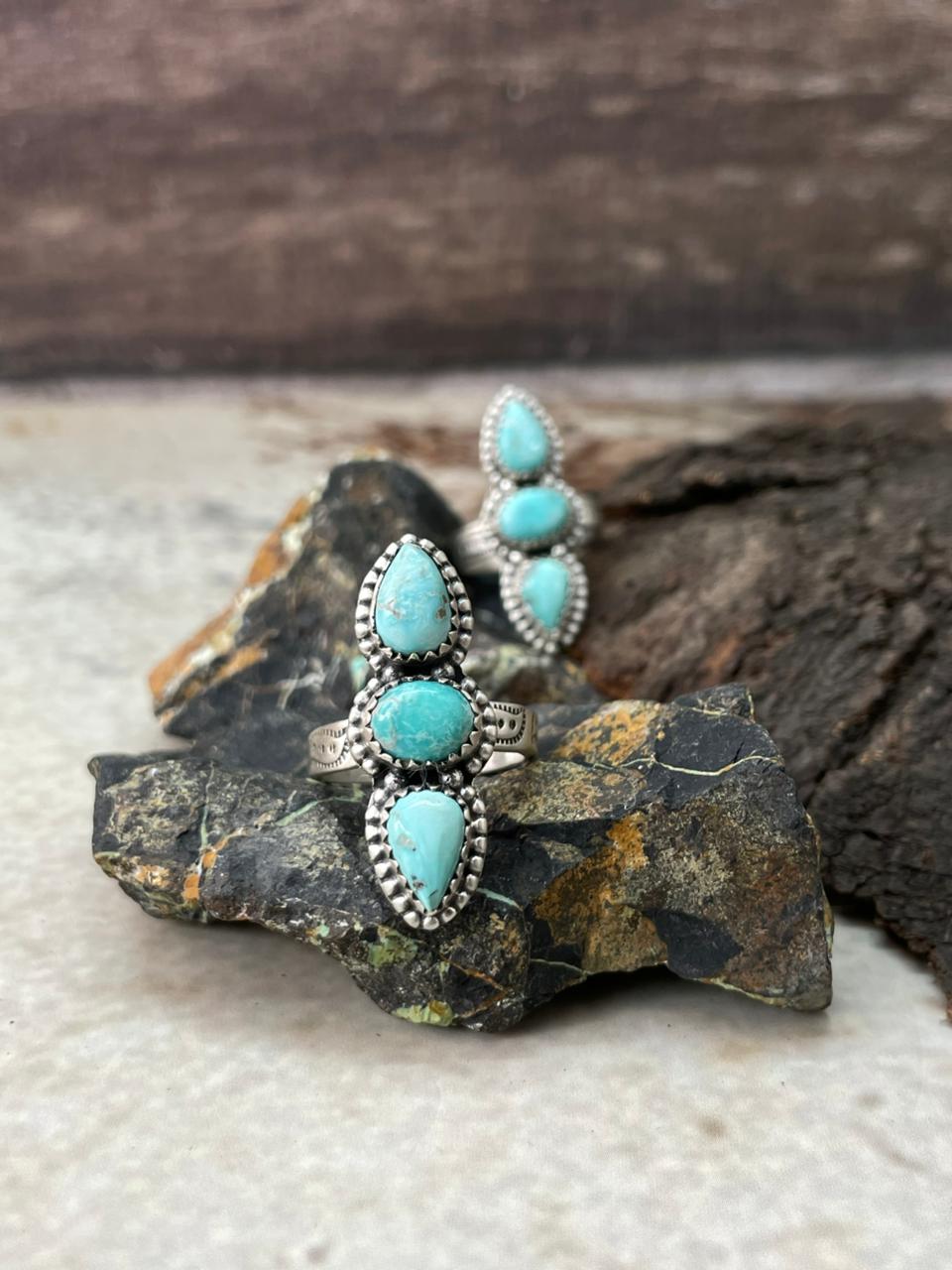Handmade Sterling Silver White Water Adjustable Ring "Signed Nizhoni"