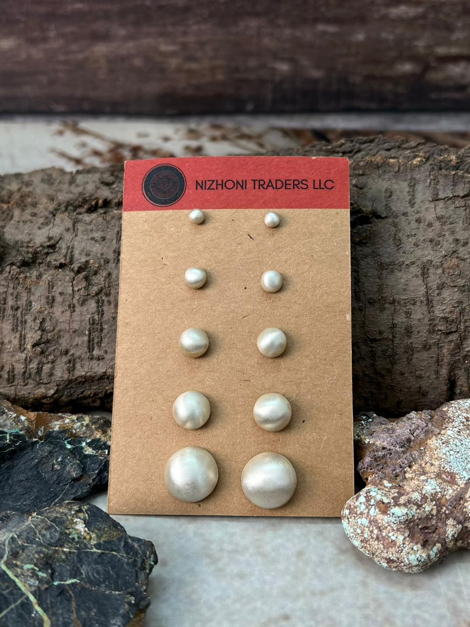 Handmade Sterling Silver Post Studs Earrings Set