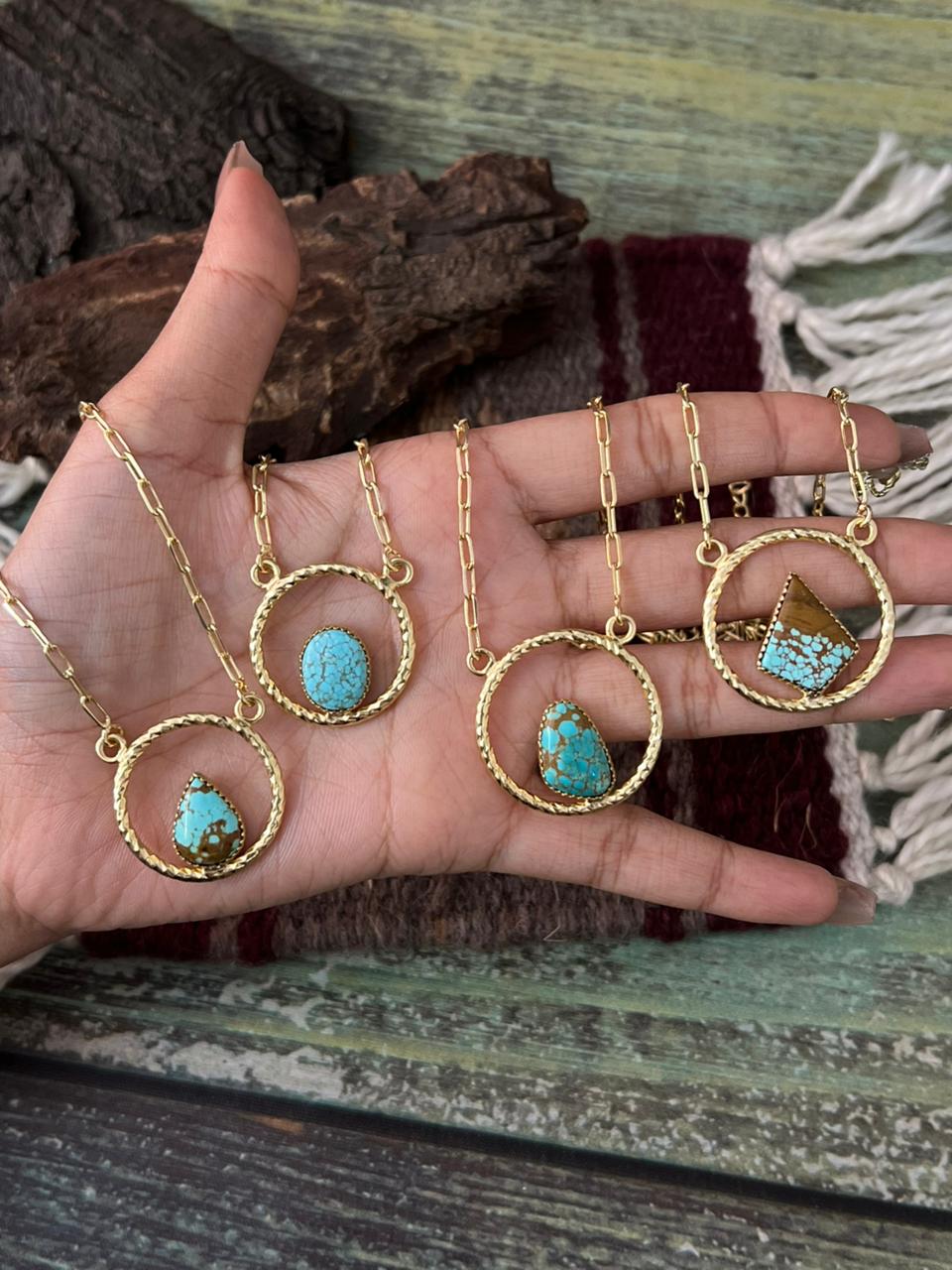 “The Golden Collection” Handmade Number 8 Turquoise with Gold Necklace