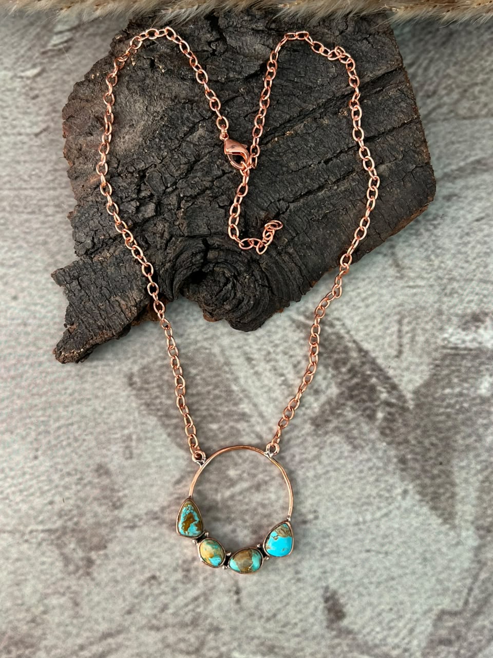 Handmade Royston Turquoise Copper Collection: Necklace Signed Nizhoni