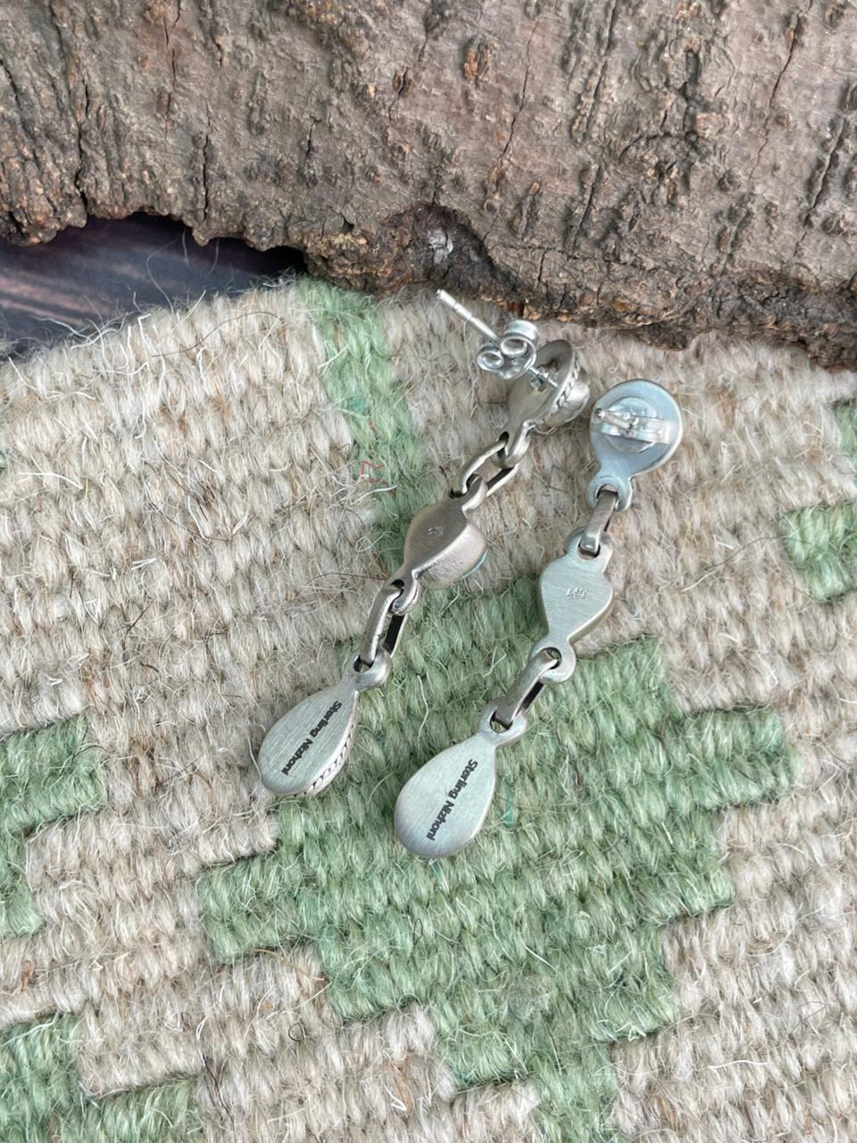 Handmade Sterling Silver Cotton Candy Post Dangle Earrings "Signed Nizhoni"