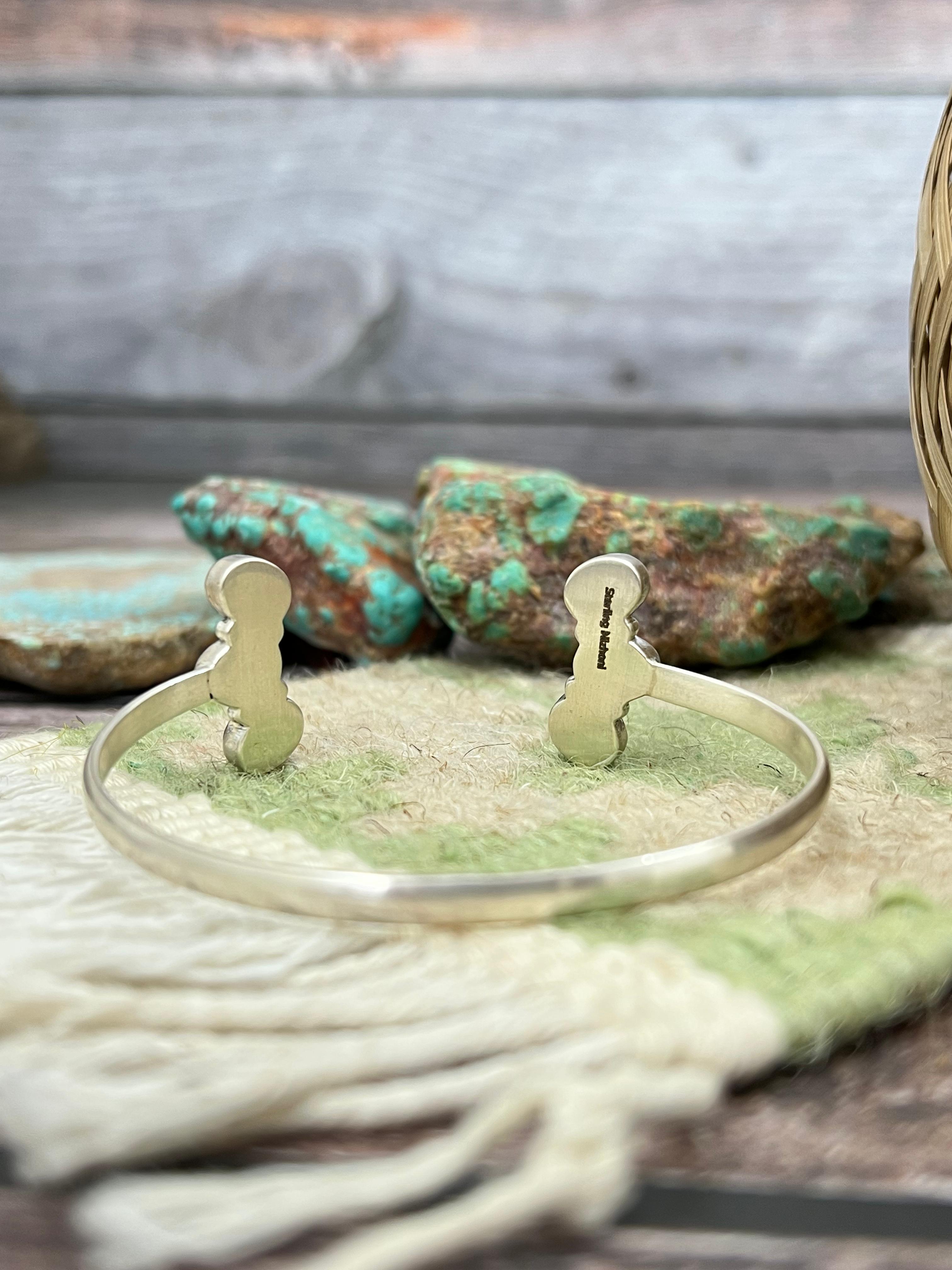 Handmade Sterling Silver Dahlia Rose Cuff Bracelet with Signed Nizhoni