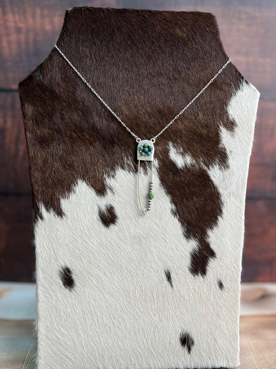 Handmade Sterling Silver Kingman Turquoise Necklace "Signed Nizhoni"