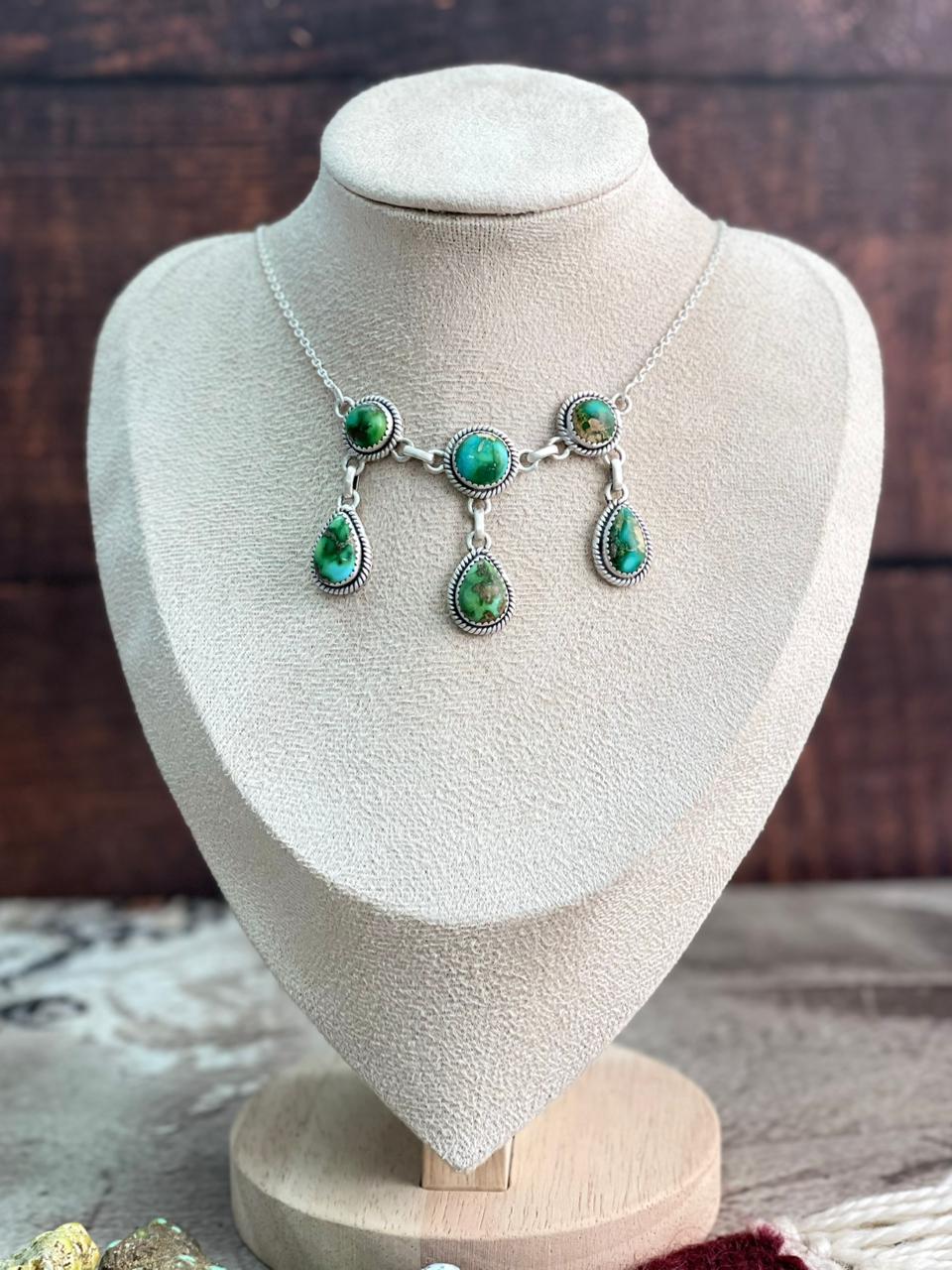 Handmade Sterling Silver Sonoran Mountain Turquoise Necklace "Signed Nizhoni"