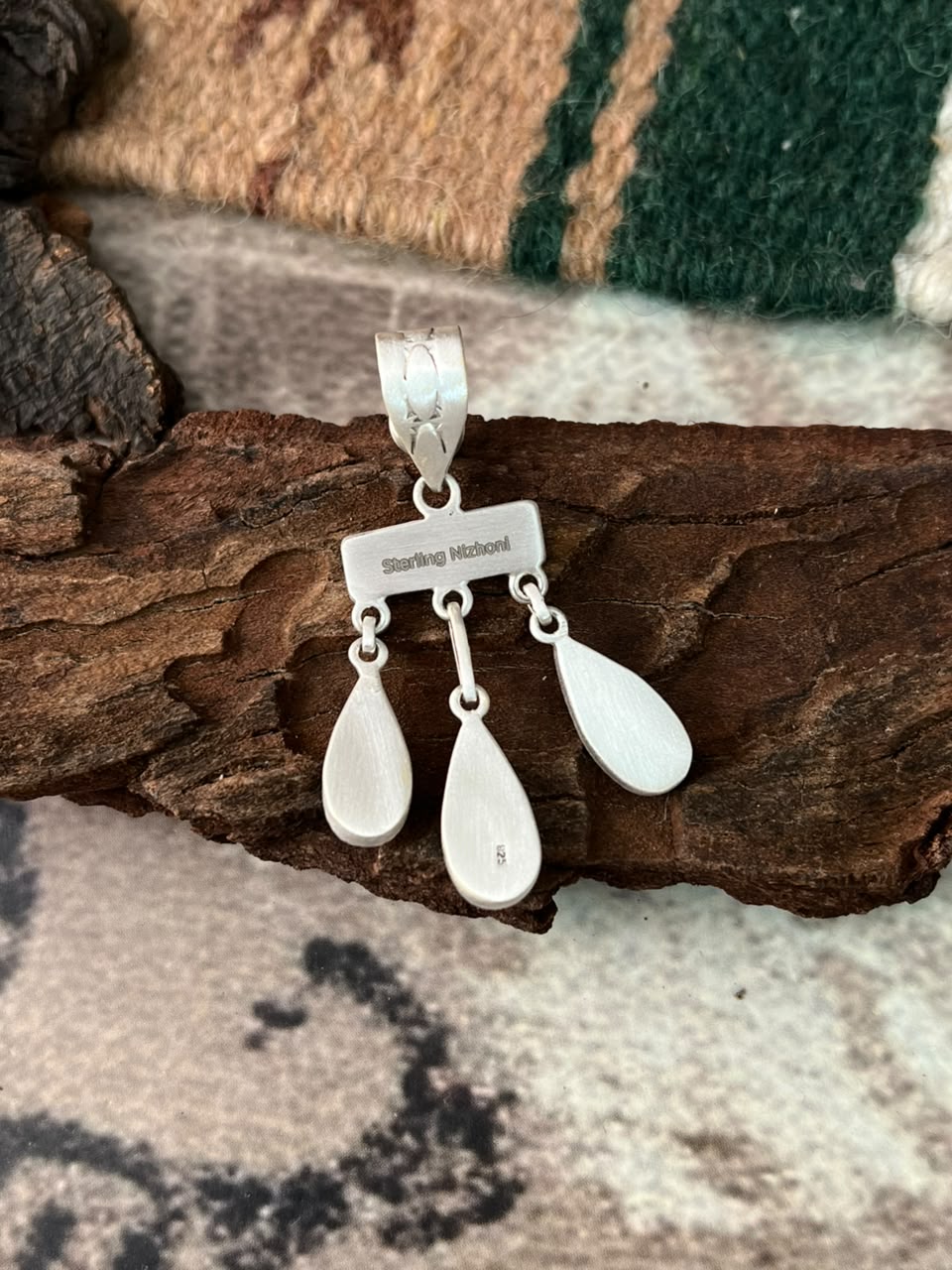 Handmade Sterling Silver Kingman Turquoise Pendant Signed Nizhoni