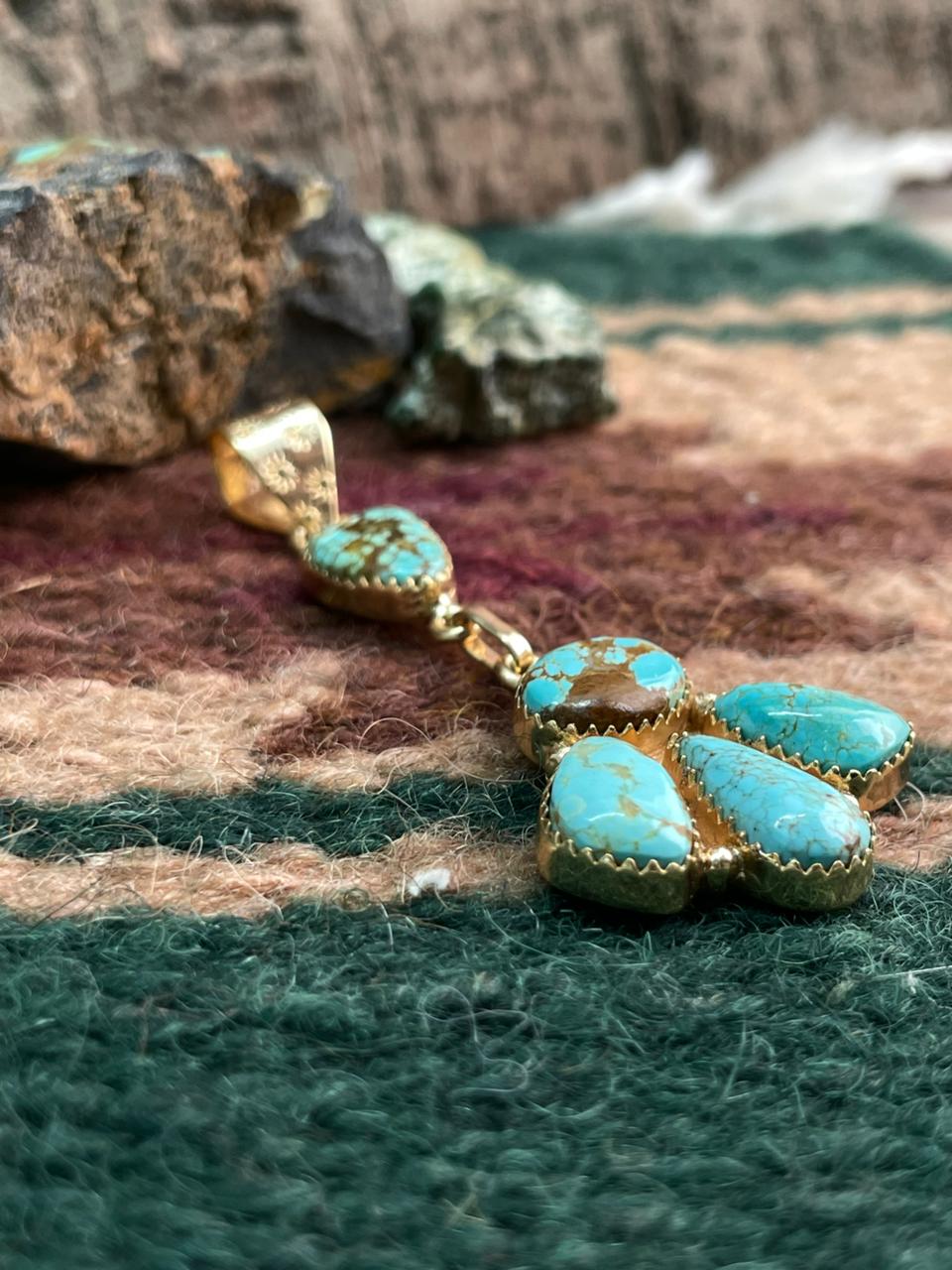 “The Golden Collection” Handmade Number 8 Turquoise with Gold Pendant