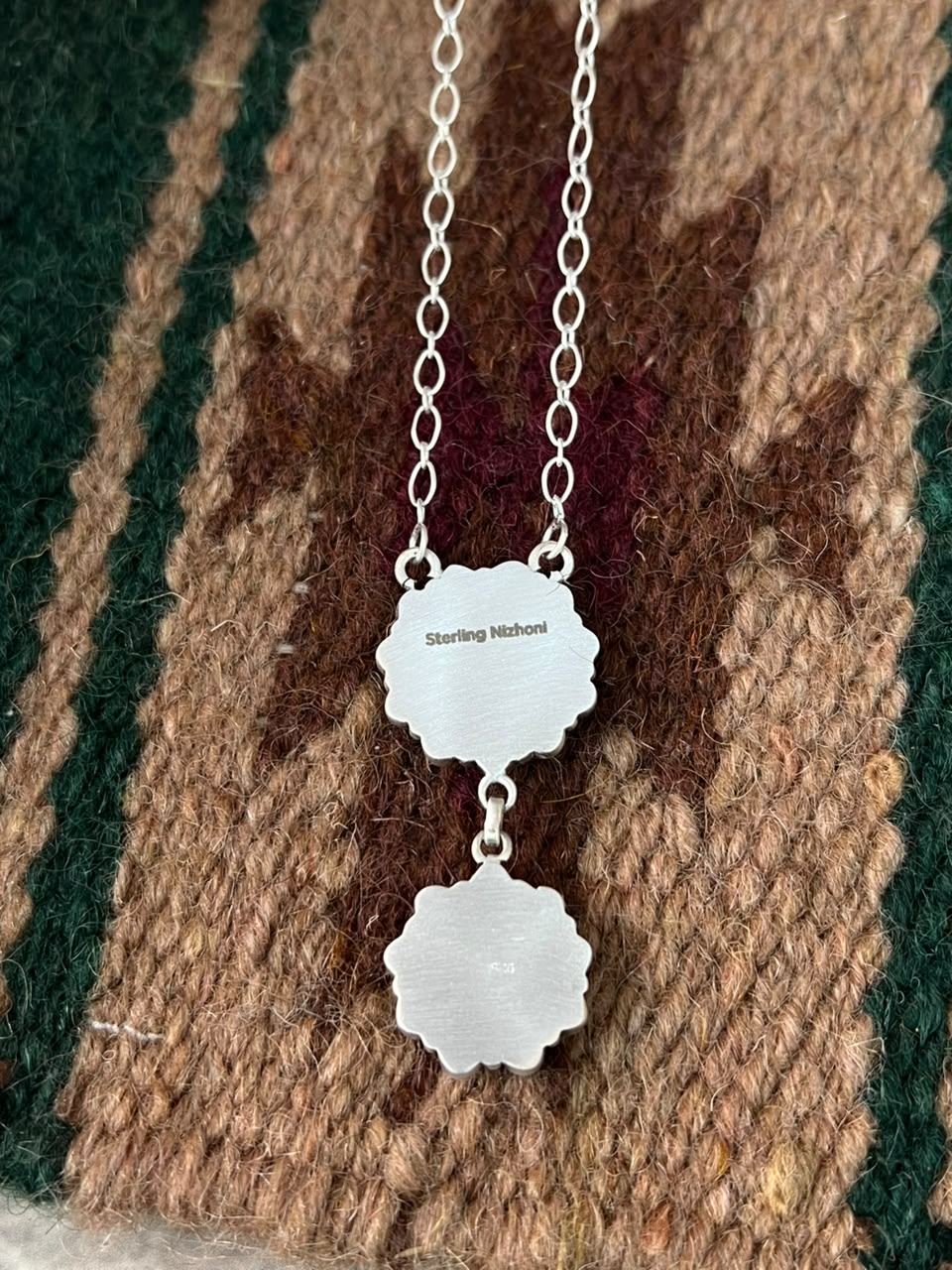 Handmade Sterling Silver White Buffalo Necklace Signed Nizhoni