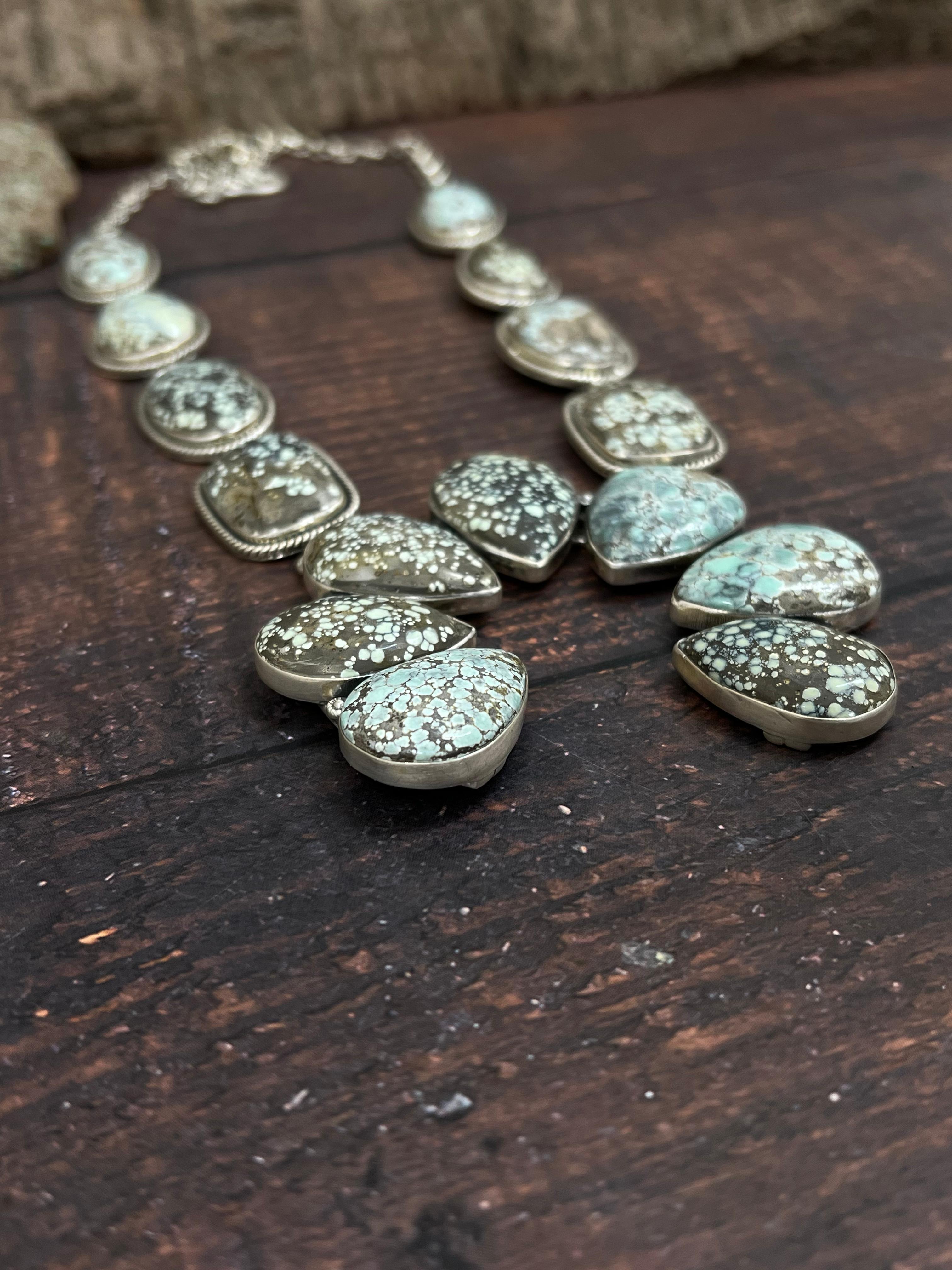 Handmade Sterling Silver Starfox Variscite Necklace Signed Nizhoni