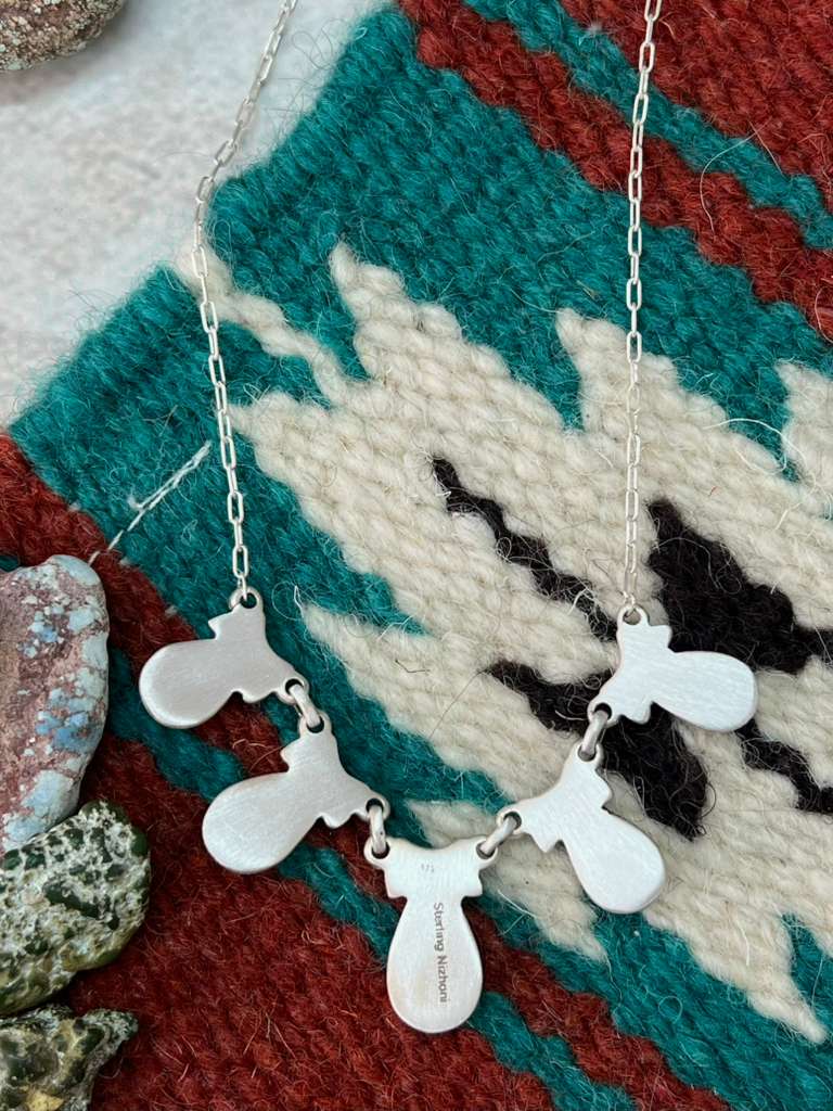 Handmade Sterling Silver Palomino Turquoise Necklace with Signed Nizhoni