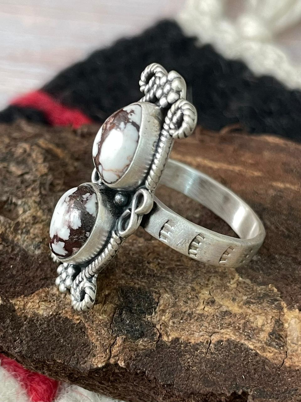 Handmade Sterling Silver Wildhorse Magnesite Ring "Signed Nizhoni"