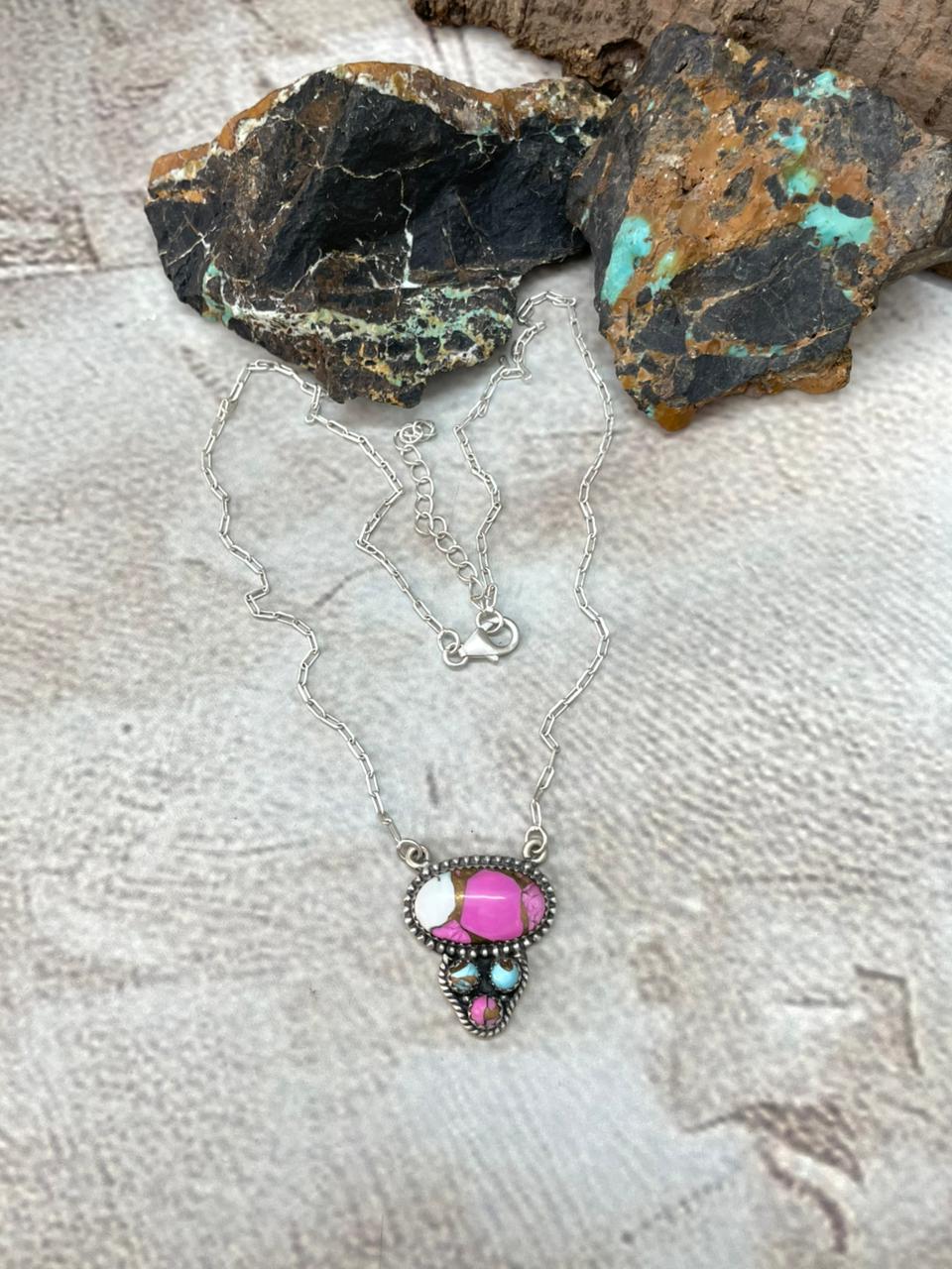 Handmade Sterling Silver Cotton Candy Necklace "Signed Nizhoni"