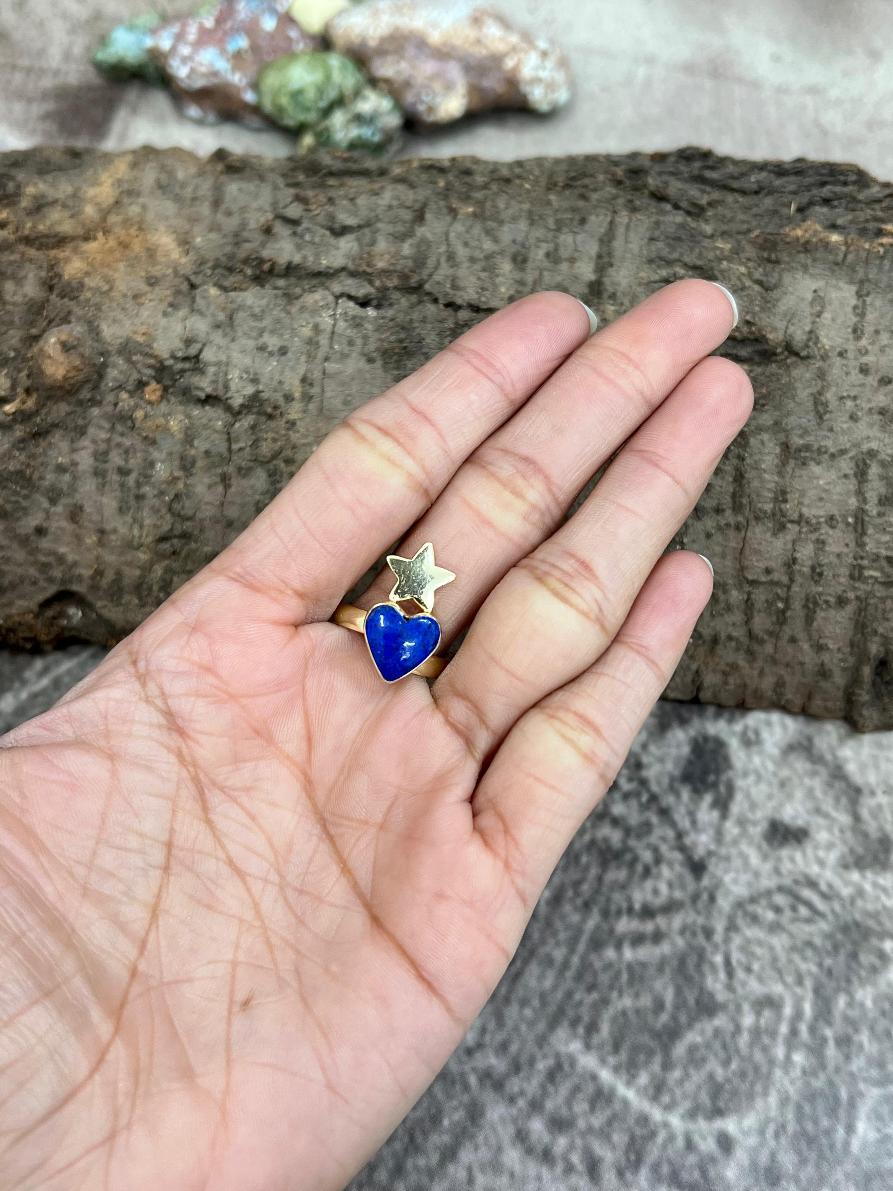 “The Golden Collection” Natural Lapis Adjustable Ring