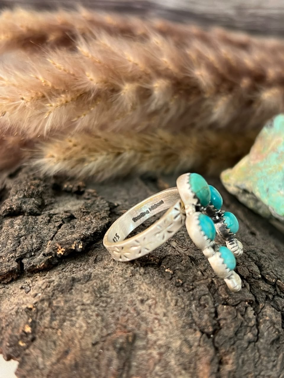 Handmade Sterling Silver Kingman Turquoise Adjustable Naja Ring Signed Nizhoni