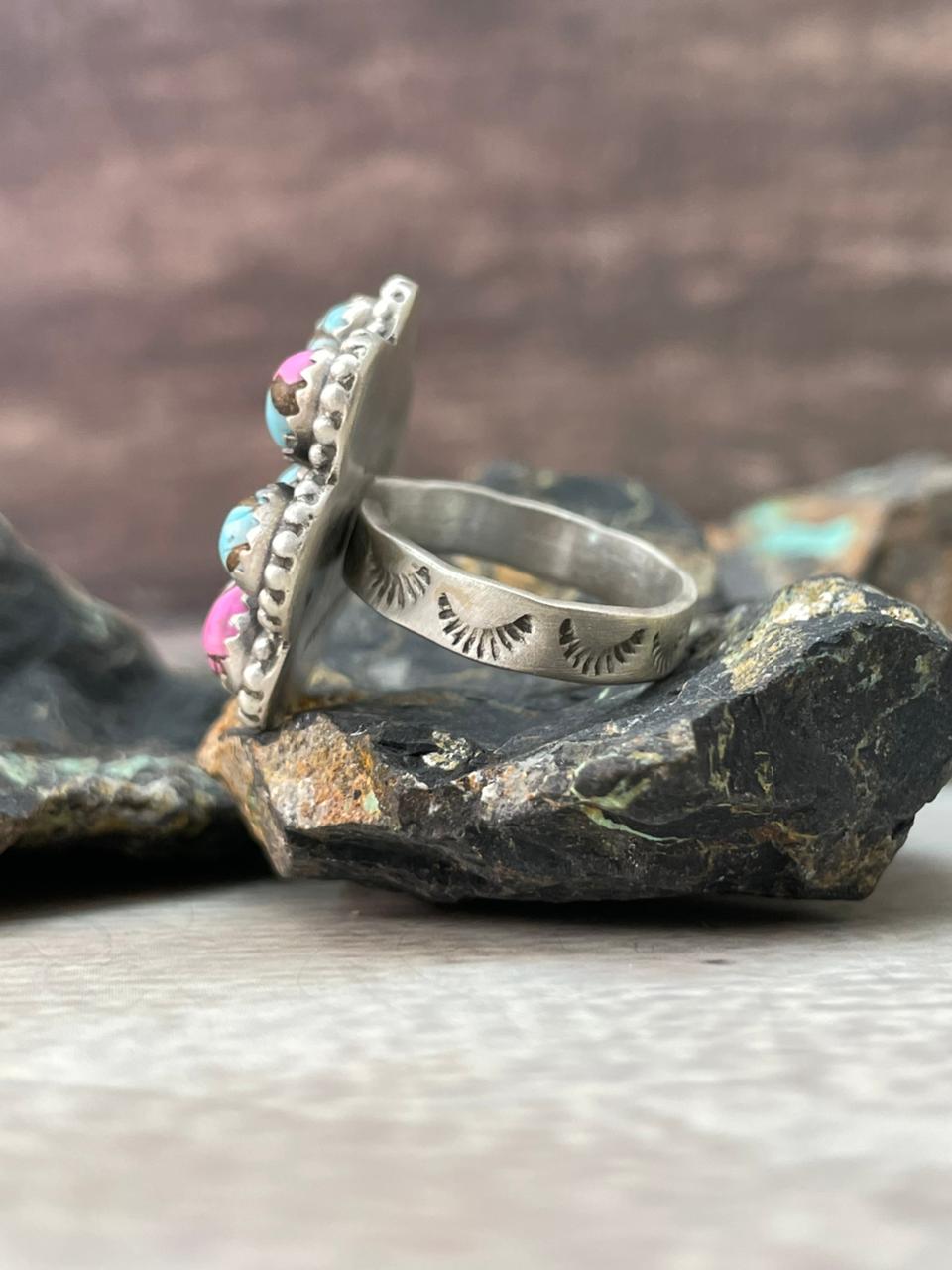 Handmade Sterling Silver Cotton Candy Adjustable Ring "Signed Nizhoni"