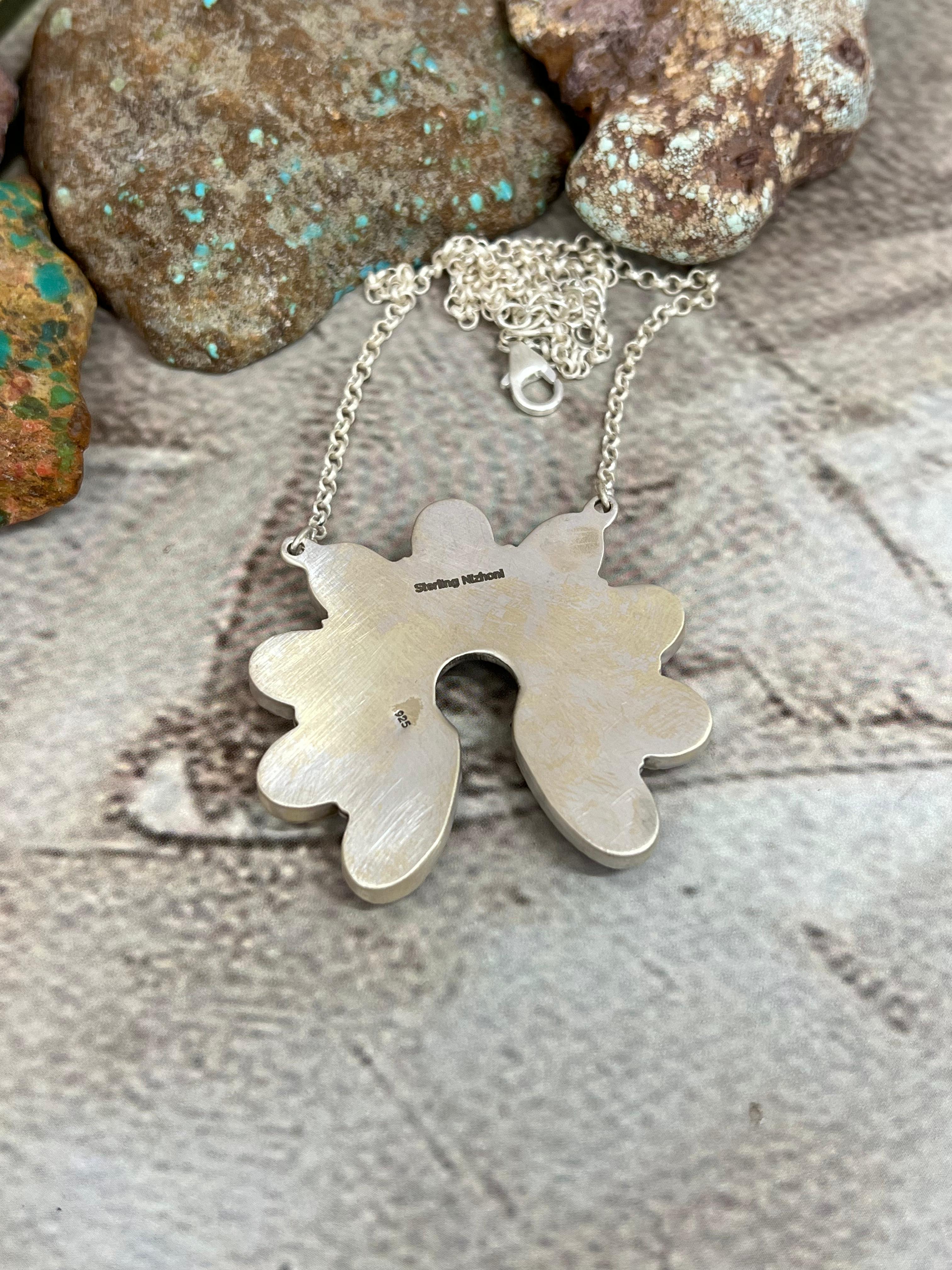 Handmade Sterling Silver Grape Dahlia Naja Necklace with Signed Nizhoni