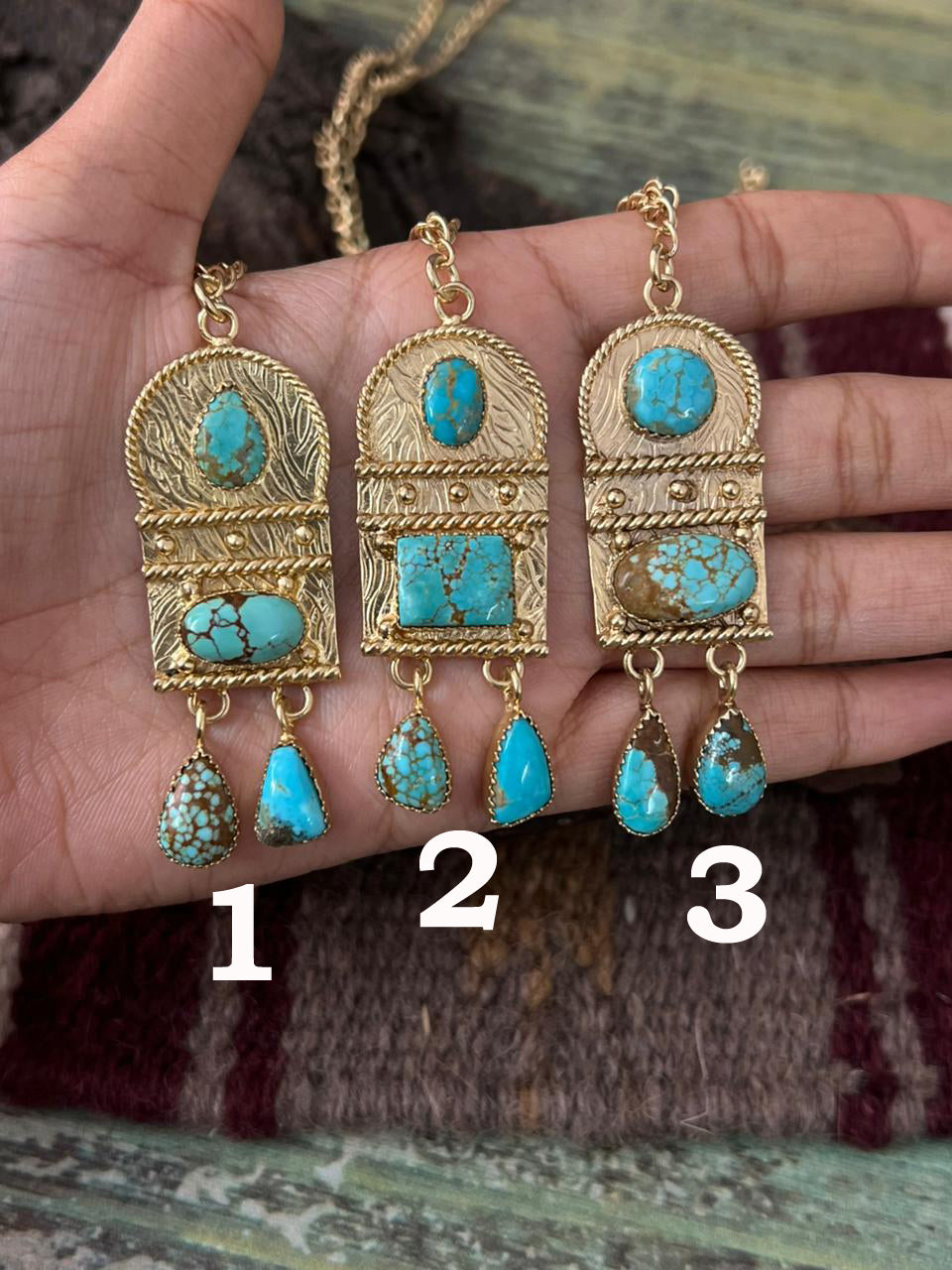 “The Golden Collection” Handmade Number 8 Turquoise with Gold Necklace