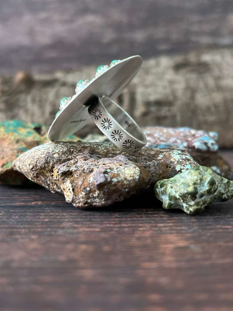 Handmade Sterling Silver Kingman Turquoise Adjustable Rings "Signed Nizhoni"