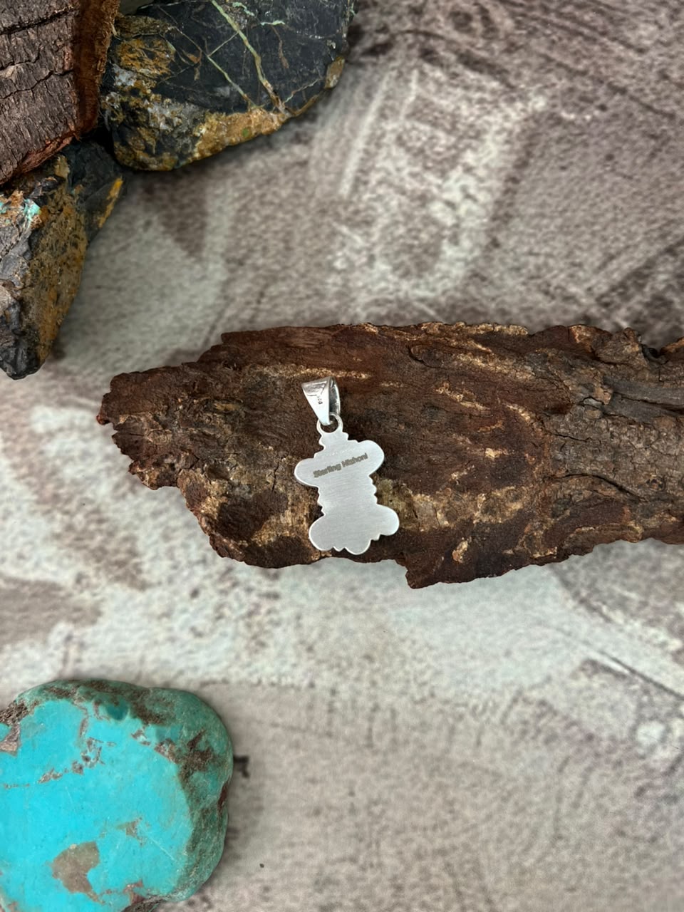 Handmade Sterling Silver Paloma Turquoise Pendant Signed Nizhoni